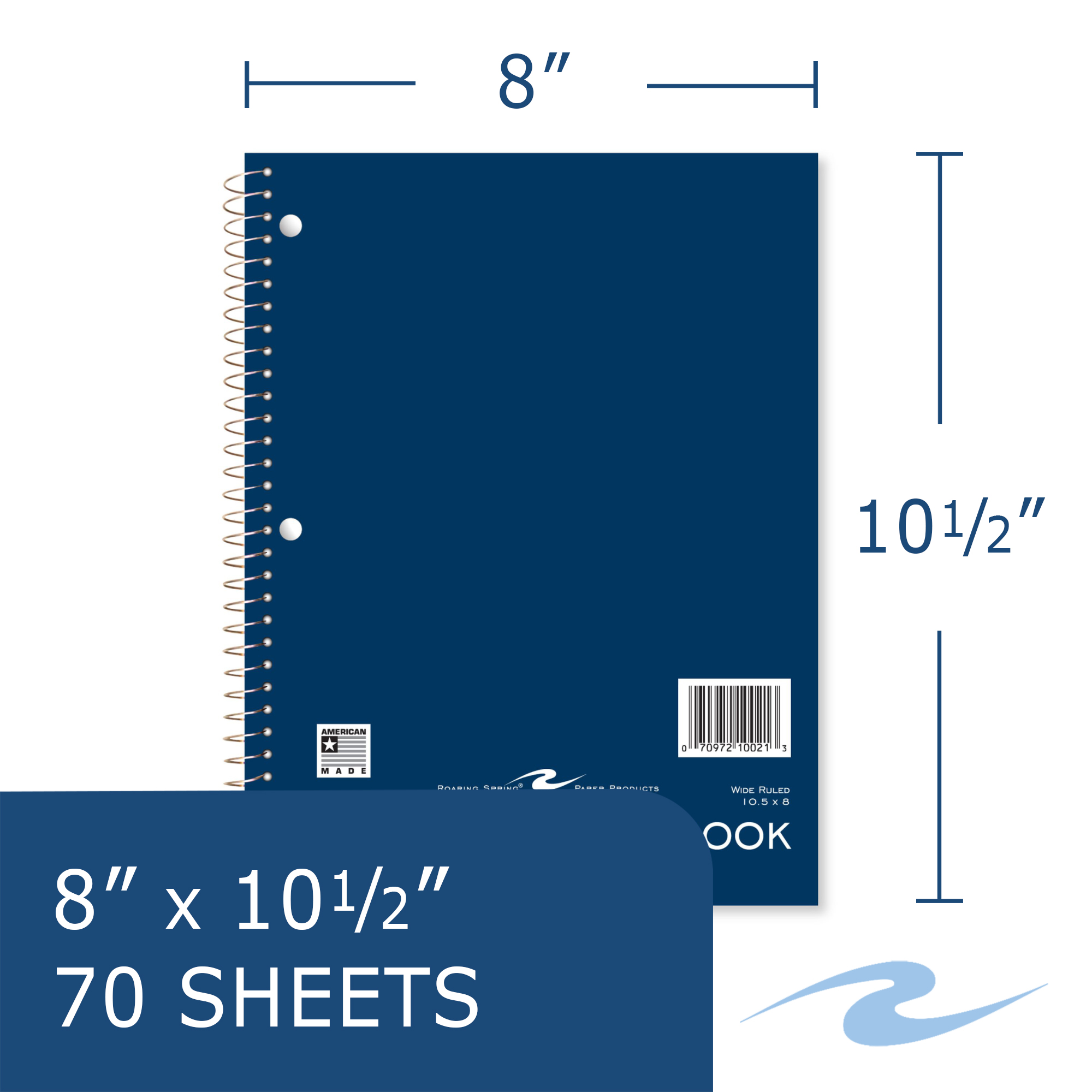 One Subject Wirebound Notebook, Wide Ruled