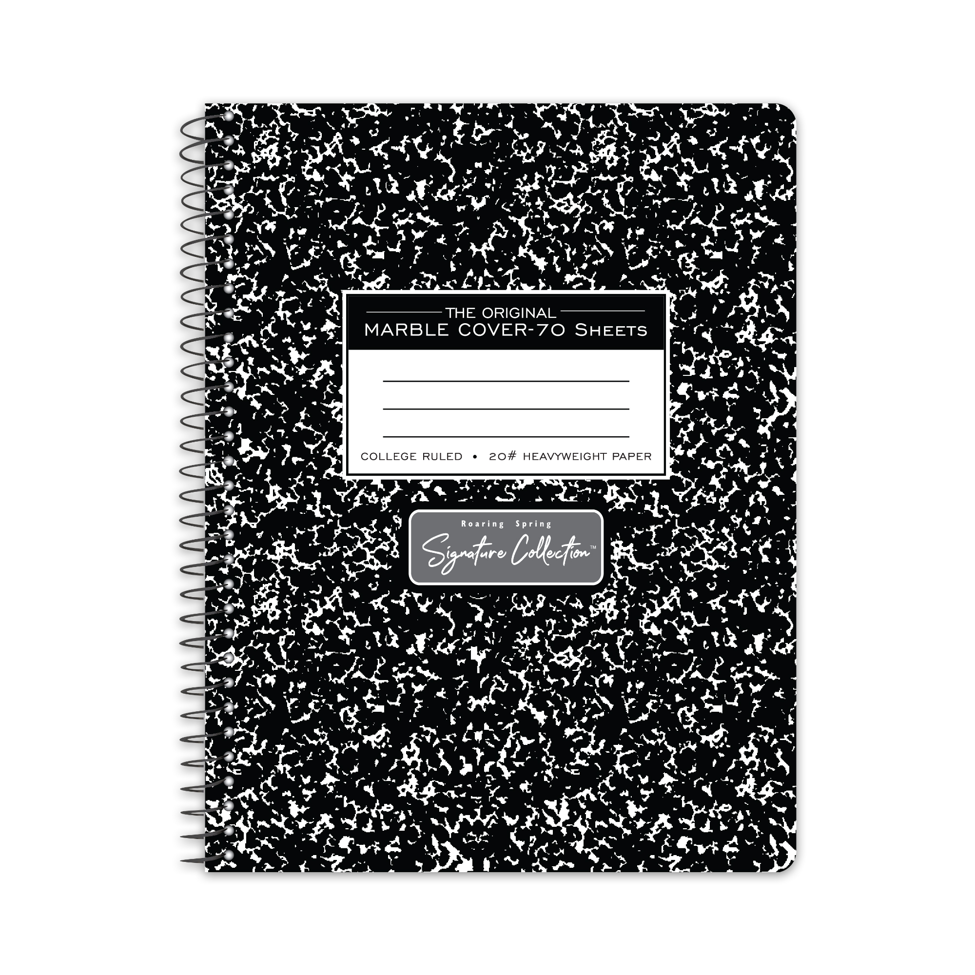 Signature Collection™ Premium Wirebound Composition Book, College Ruled, Heavyweight Paper, Black Marble Cover