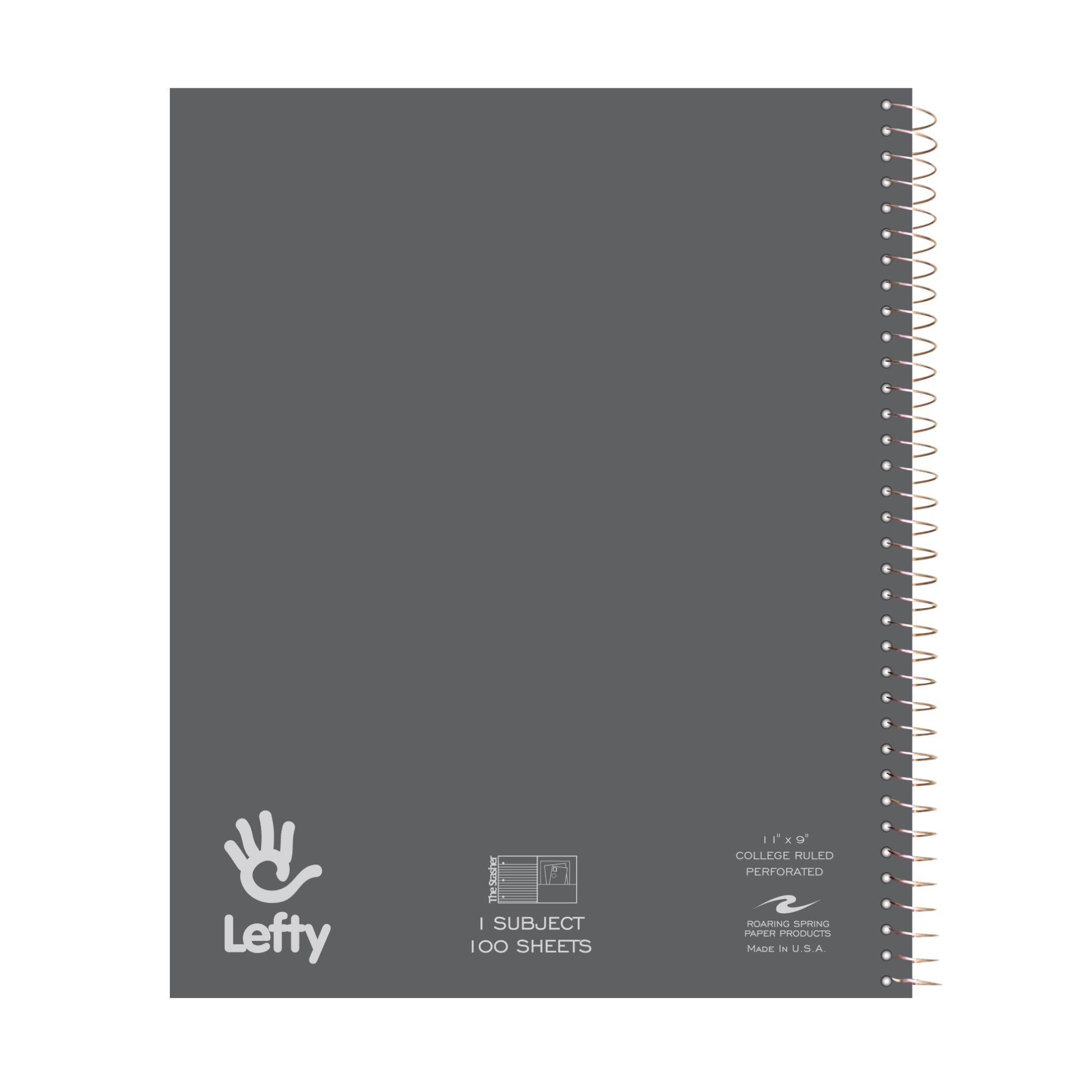 Lefty's Stasher© One Subject Wirebound Left-Handed Notebook with Cover Pocket, College Ruled