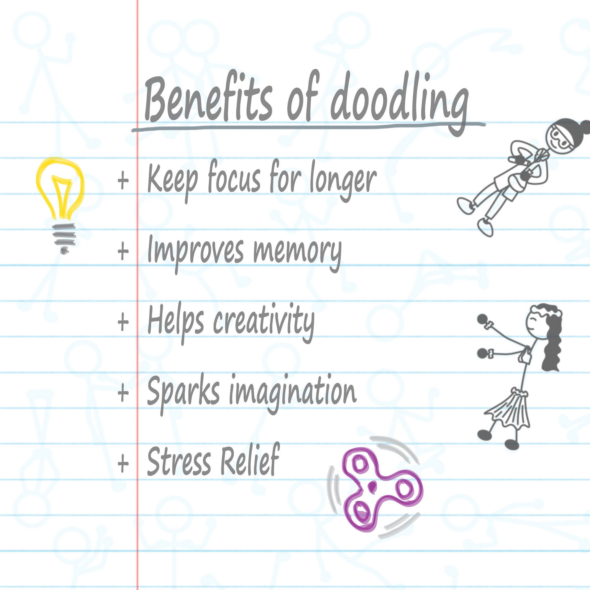 DoodleWrite™ College Ruled + Stick Figures One Subject Notebook, Heavyweight Paper