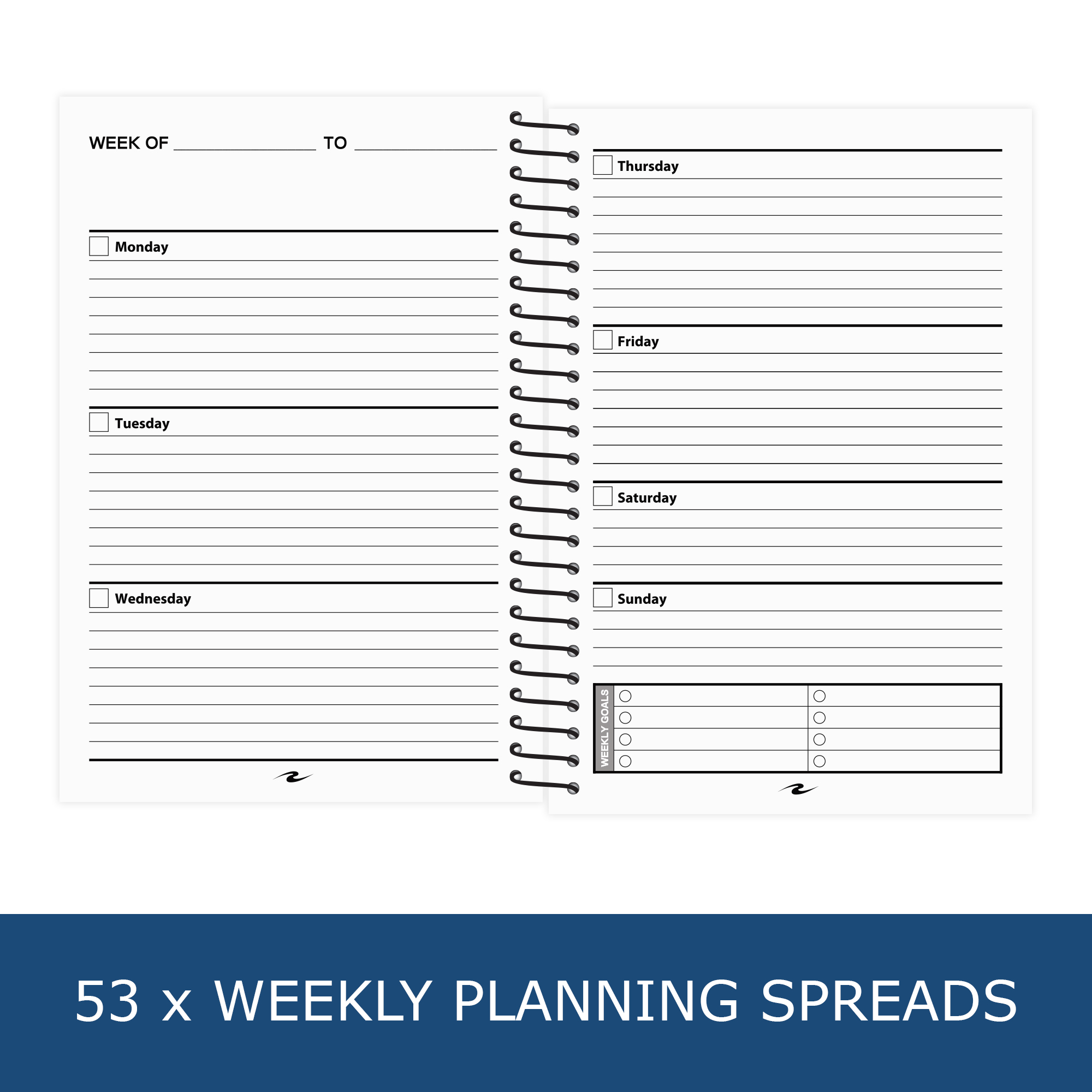 Undated Planner - 12 Monthly and 52 Weekly Spreads