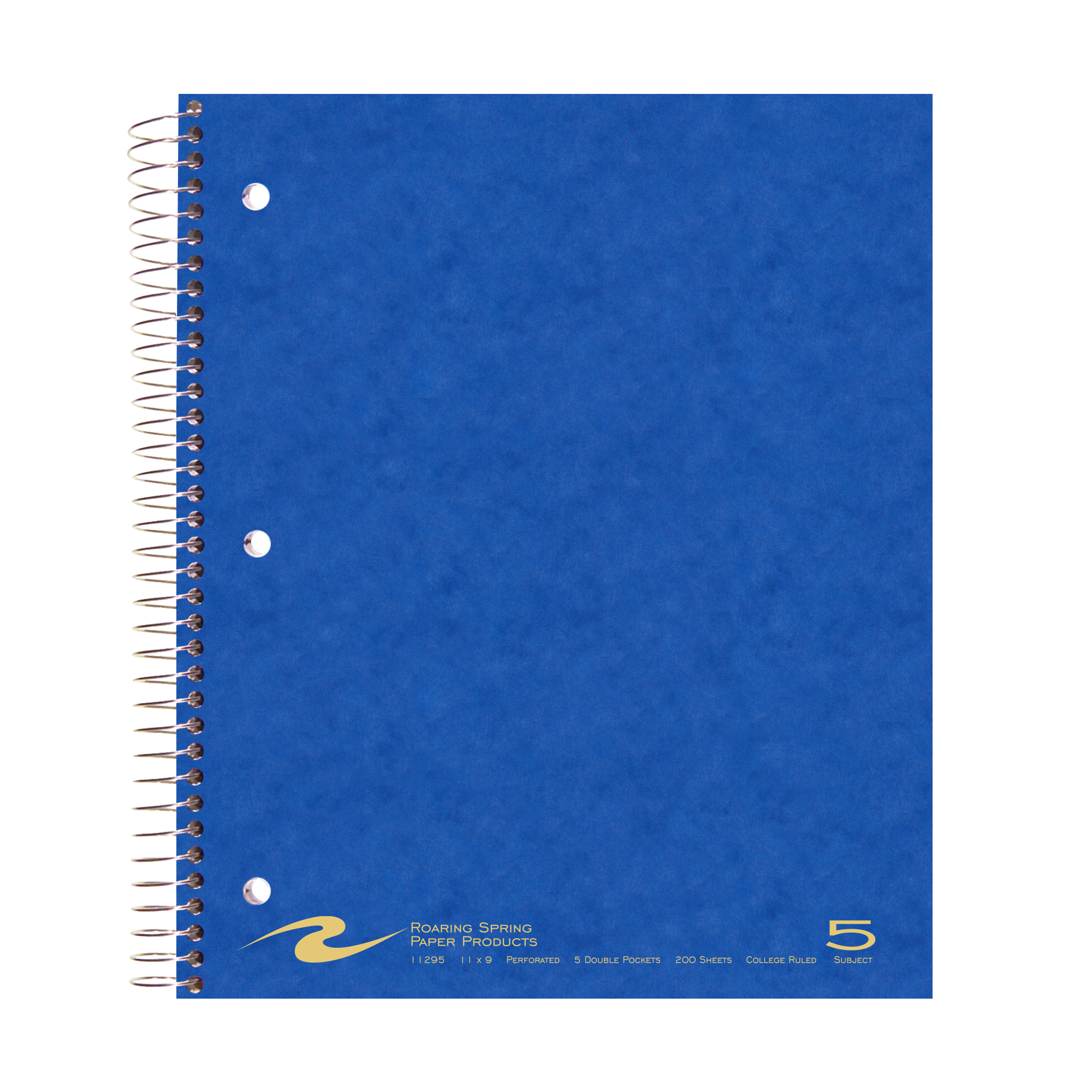Five Subject Wirebound Notebook with Five Double Pockets, College Ruled