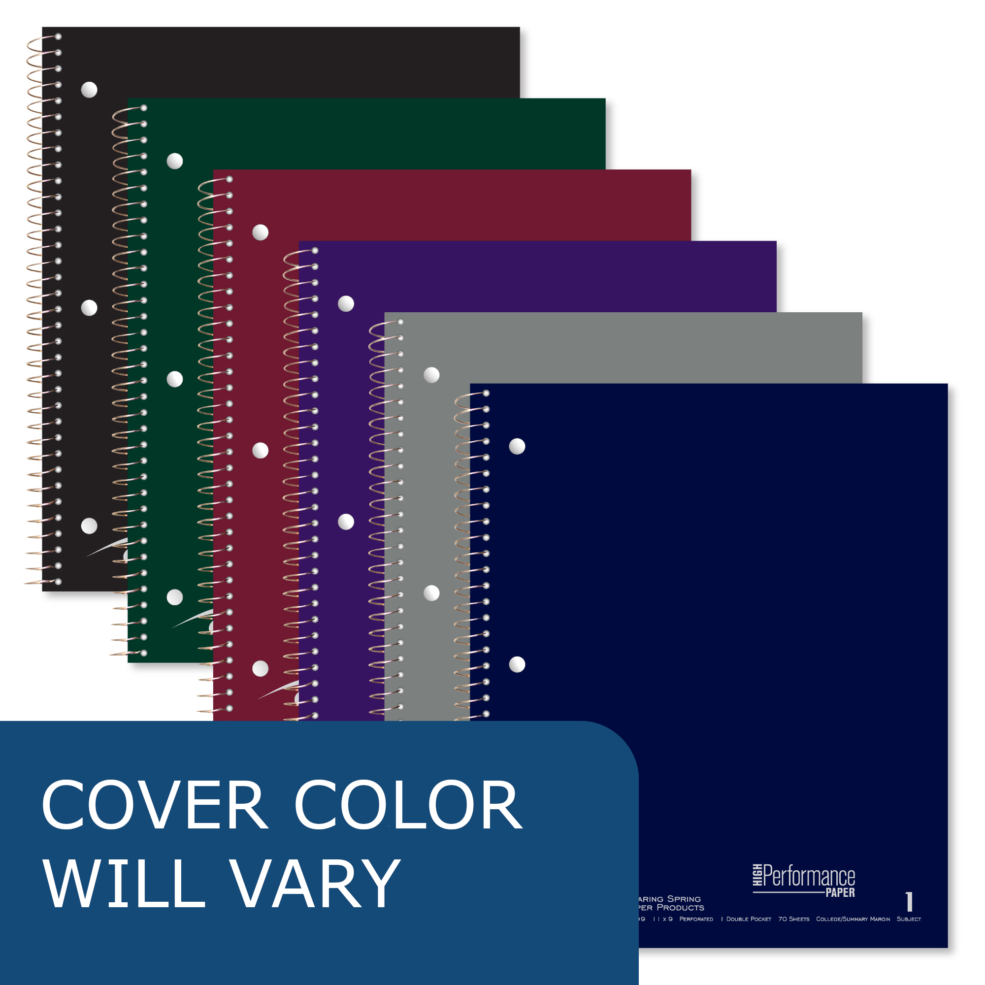 One Subject Wirebound Notebook with One Double Pocket, Law Ruled