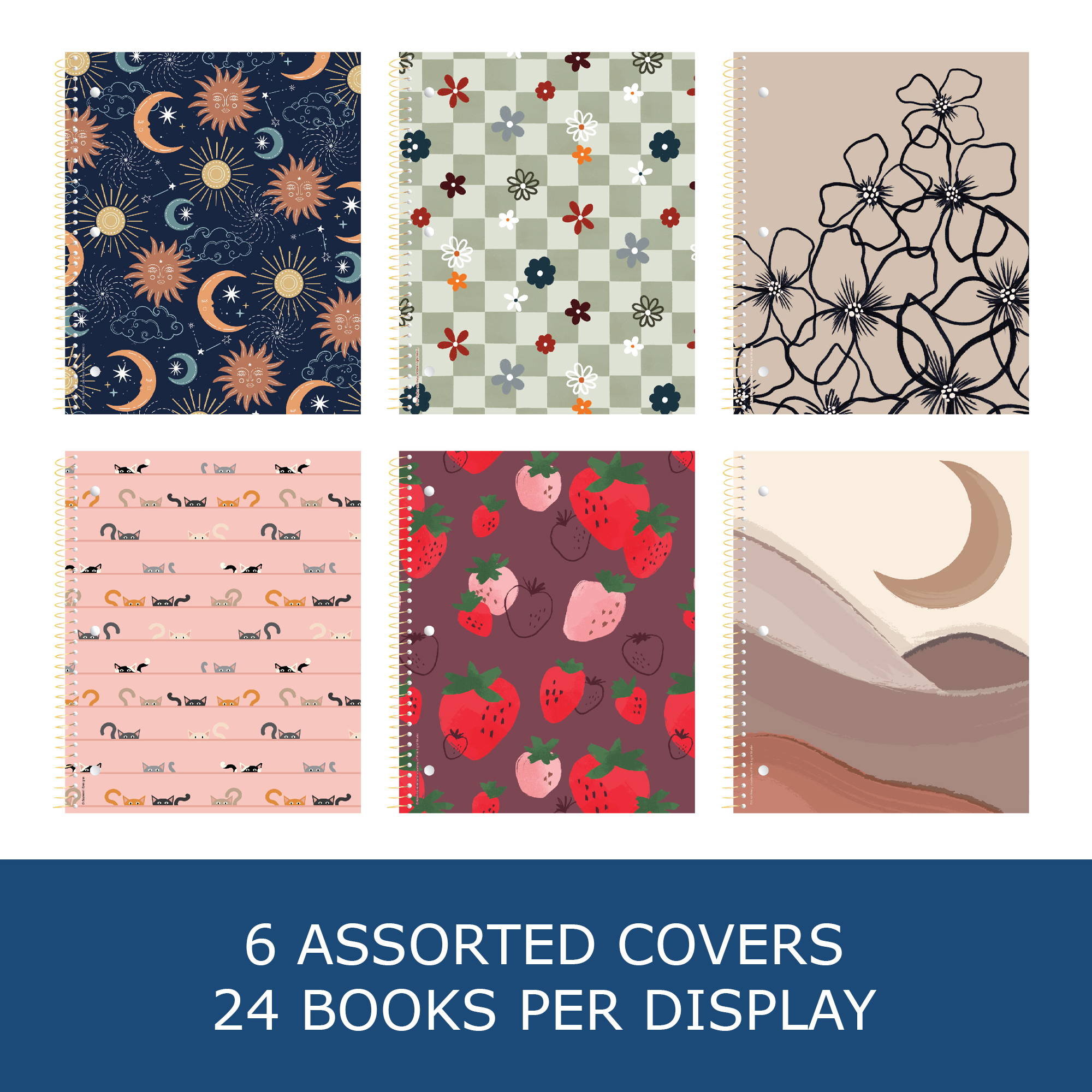 Studio Series One Subject Notebook, College Ruled, Assorted Studio Series Cover Designs - Set 5