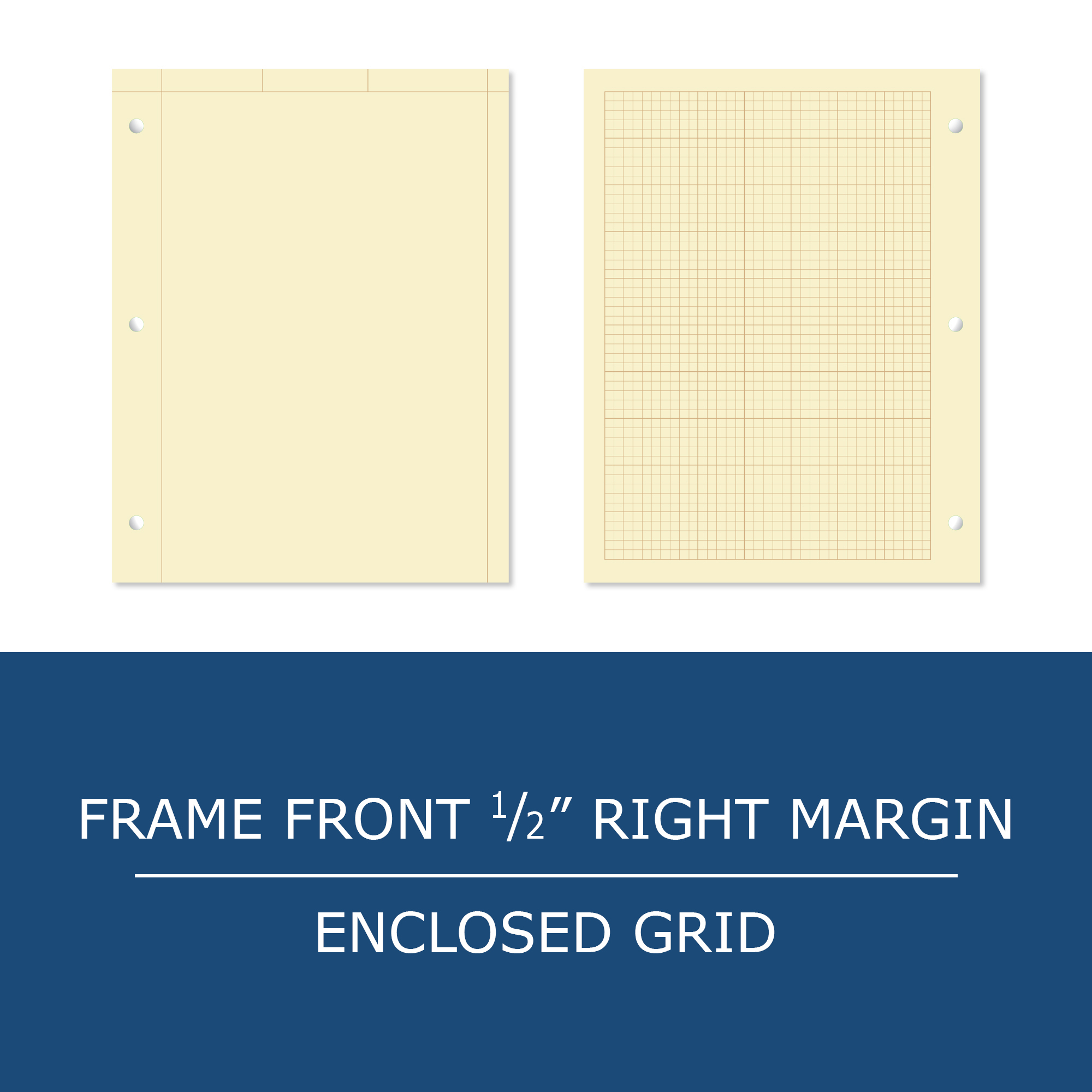 Signature Collection Covered Engineering Pad, Frame Front 1/2" Right Margin, Heavyweight 20 lb. Buff Paper