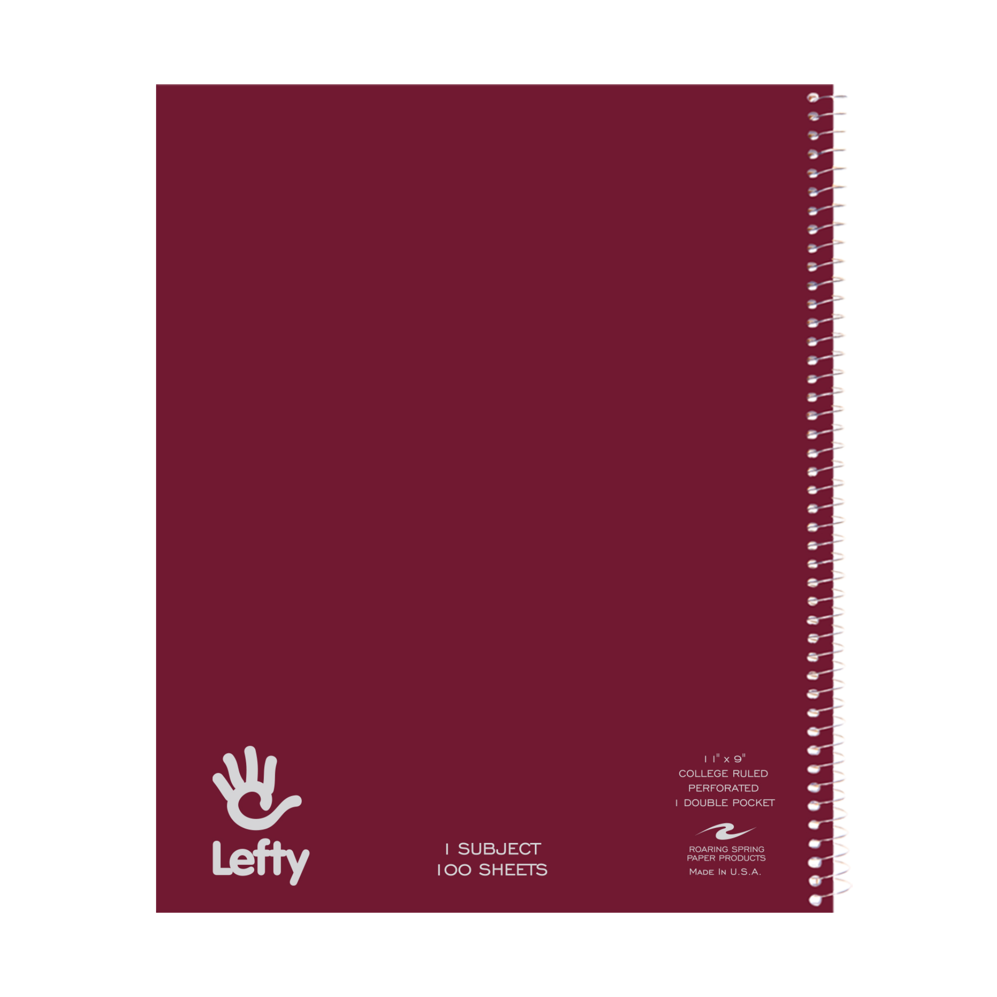 Lefty One Subject Left Handed Wirebound Notebook, College Ruled
