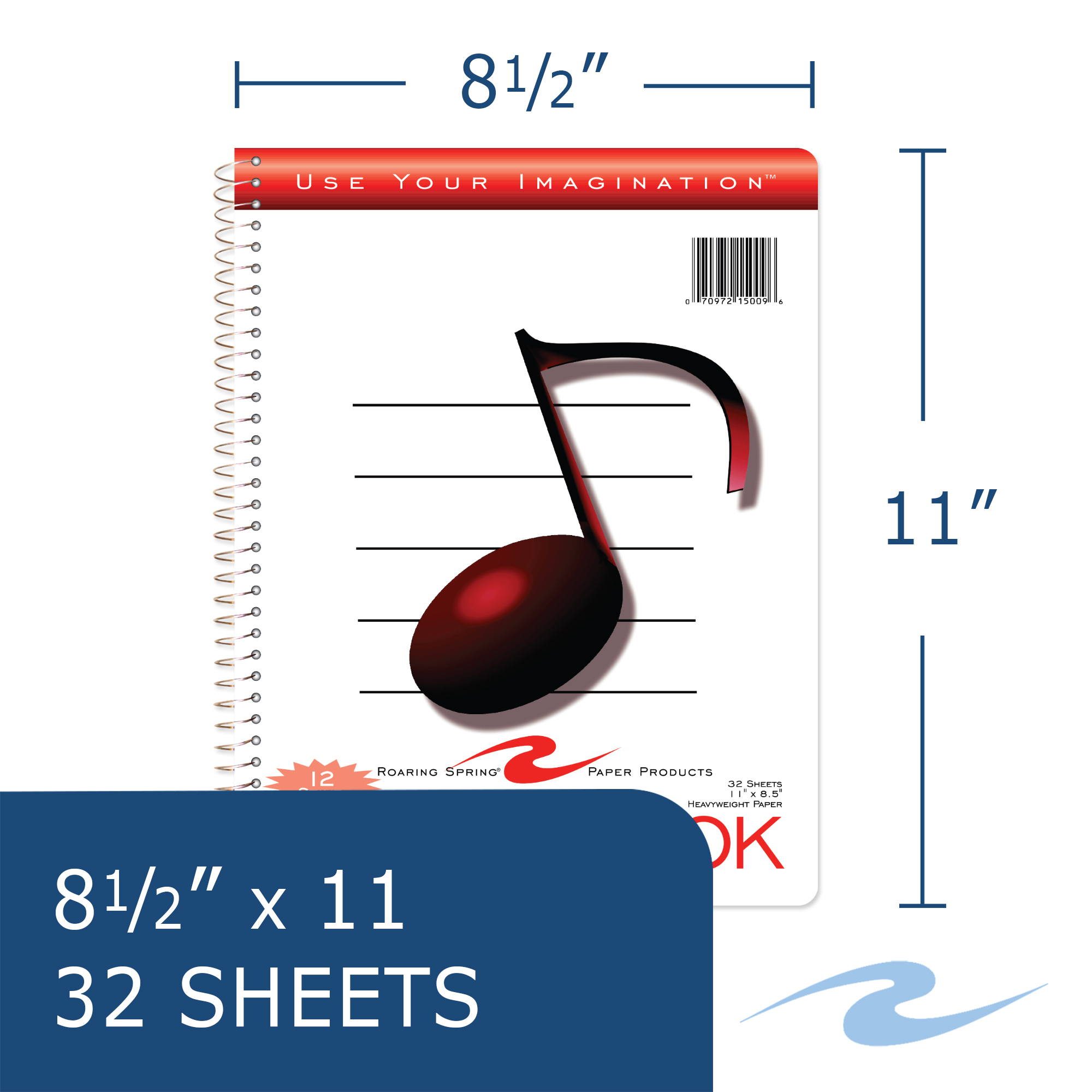Music Composition Notebook, 12 Staves, Heavyweight Paper