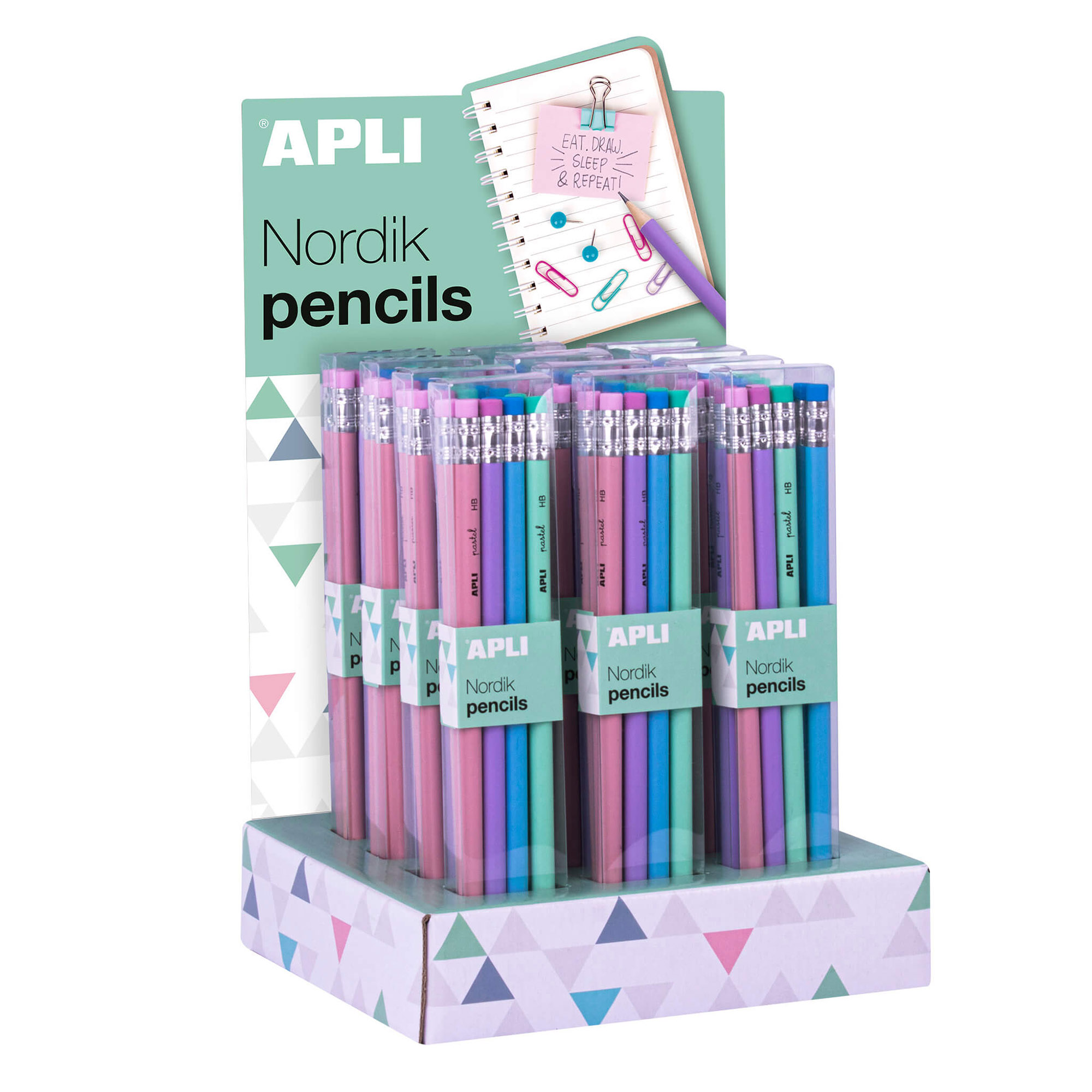 Nordik Collection Graphite Pencils with Eraser, Assorted Pastel