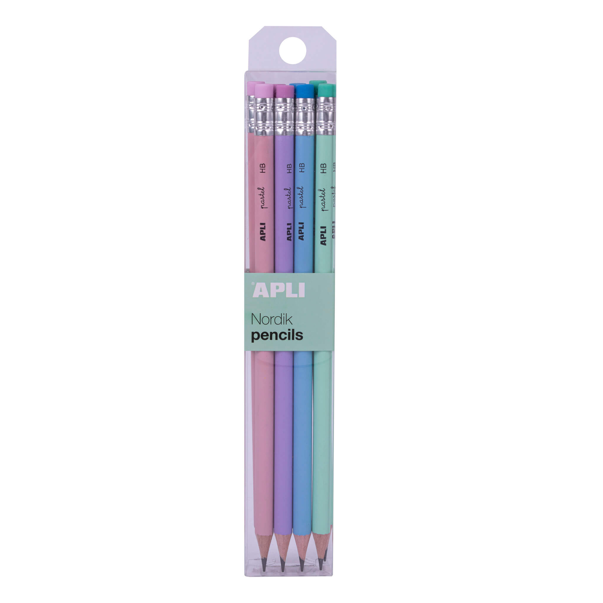 Nordik Collection Graphite Pencils with Eraser, Assorted Pastel