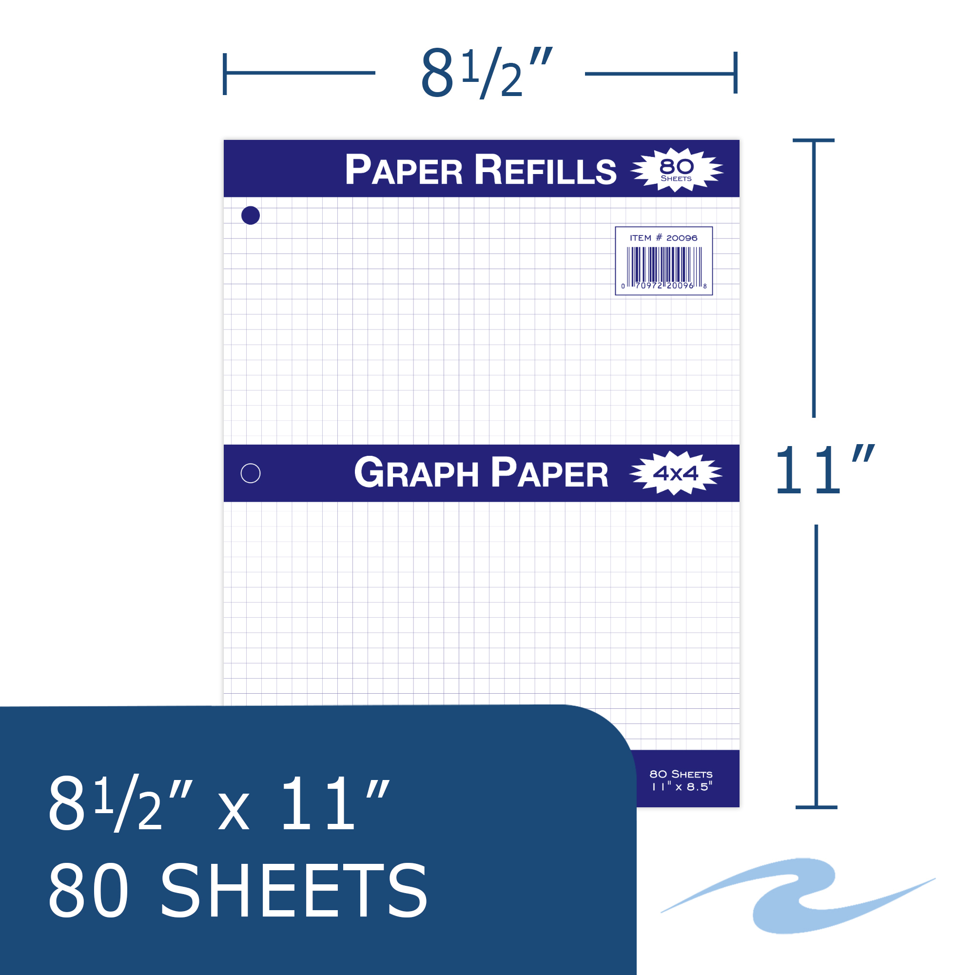 Loose Leaf Filler Paper, 4x4 Graph Ruled, 80 Sheets
