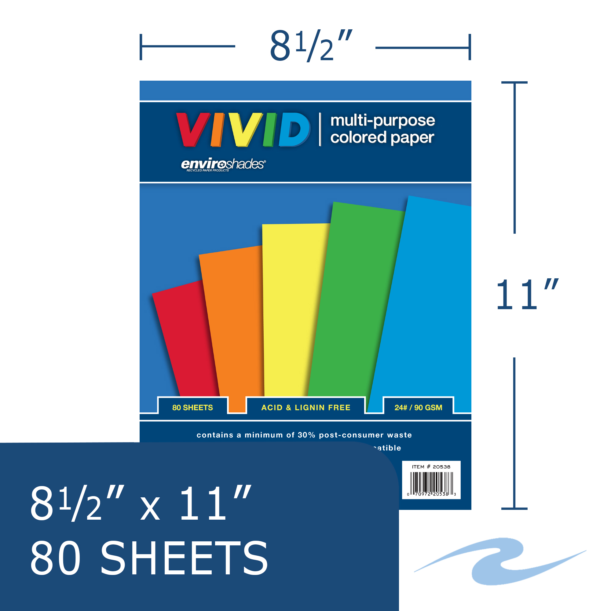 Enviroshades® Recycled Printer and Copy Paper, 80 Sheets Assorted Vivid Colors