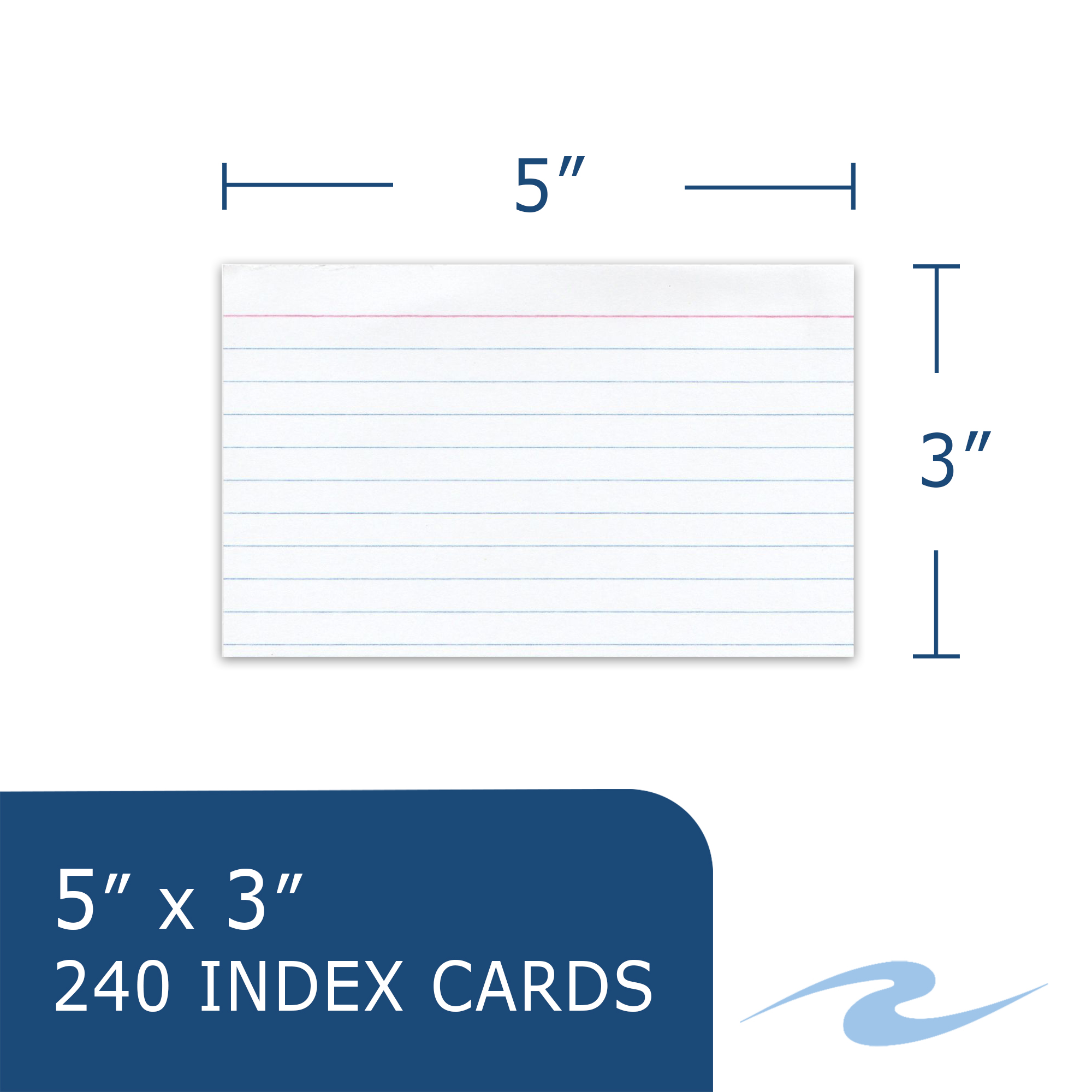 PaperTrail 3" x 5" Ruled Index Cards (240 Count) with Tray, White