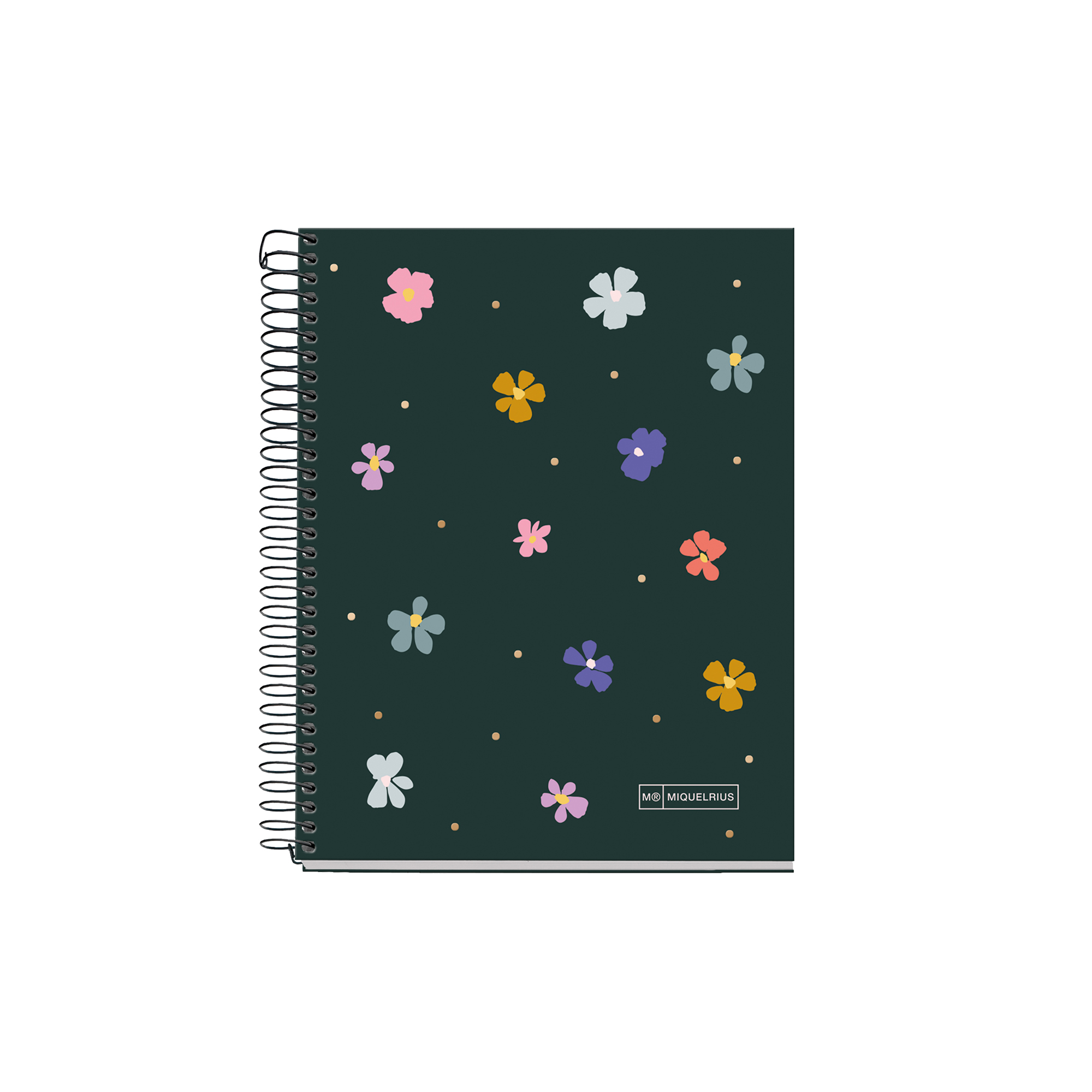 MiquelRius Lined 4 Subject Notebook, A5 (8.27" x 5.83"), Cardboard Cover - Spring Night