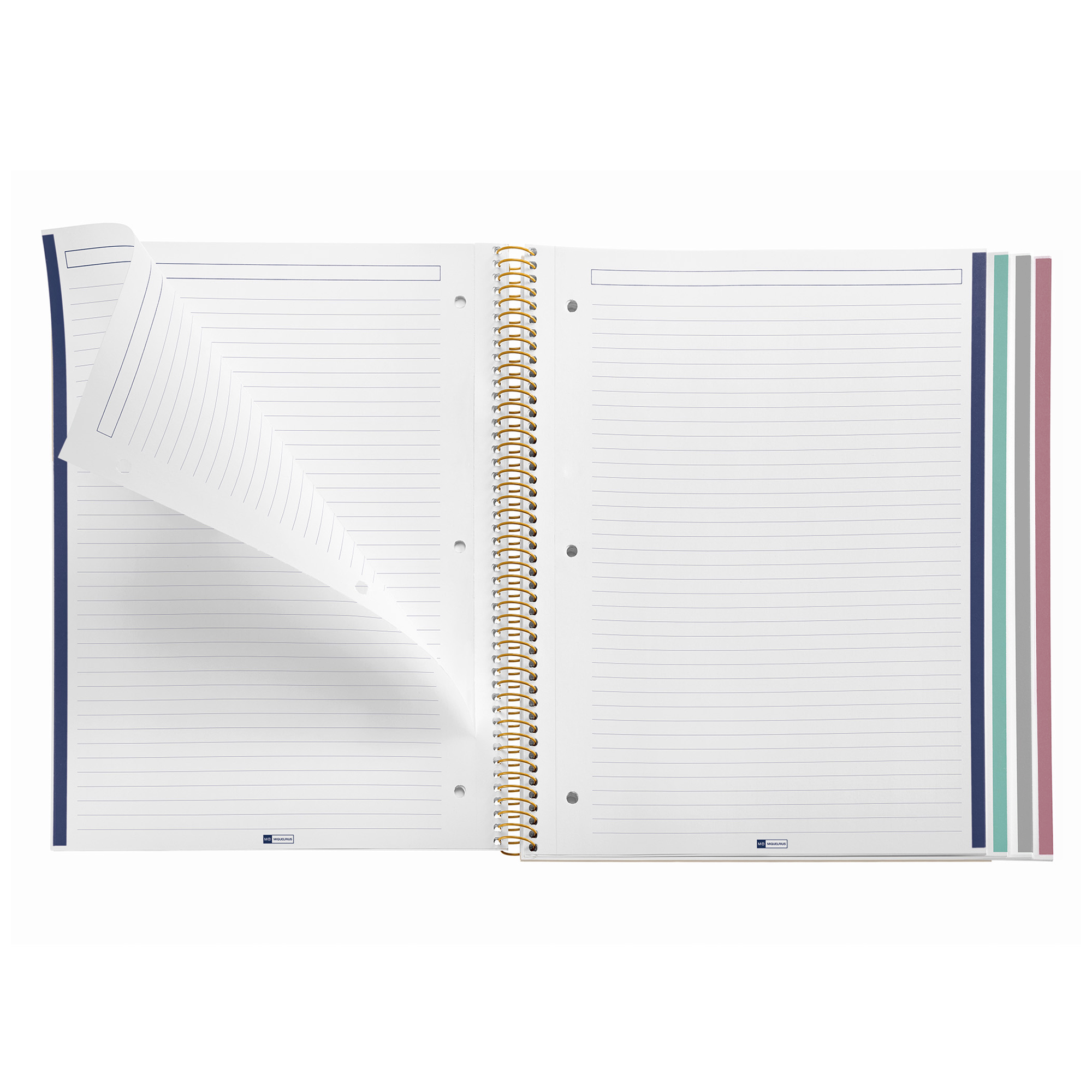 M® MiquelRius Lined 4 Subject Notebook, 11" x 8.5", Cardboard Cover - Dark Floral