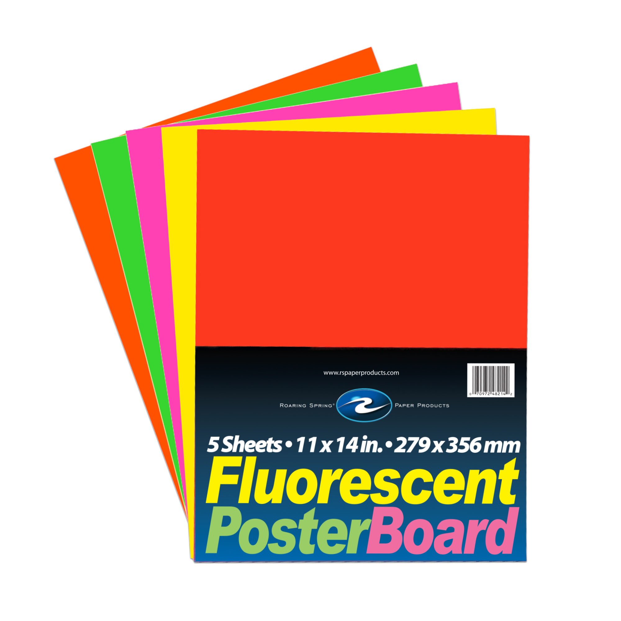 Fluorescent Color Poster Board, Pack of 5 Sheets