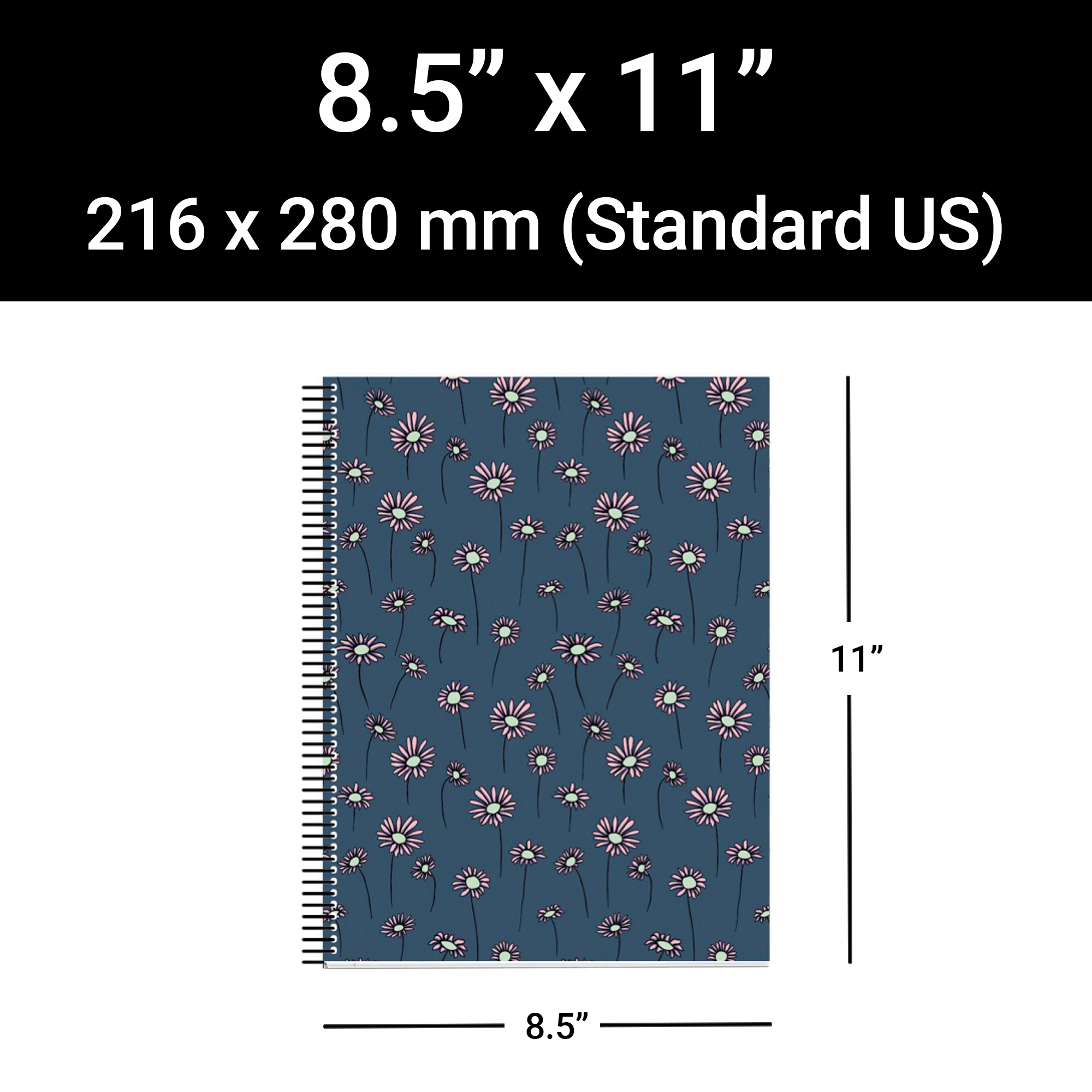 M® MiquelRius Lined 4 Subject Notebook, 11" x 8.5", Cardboard Cover - Daisies