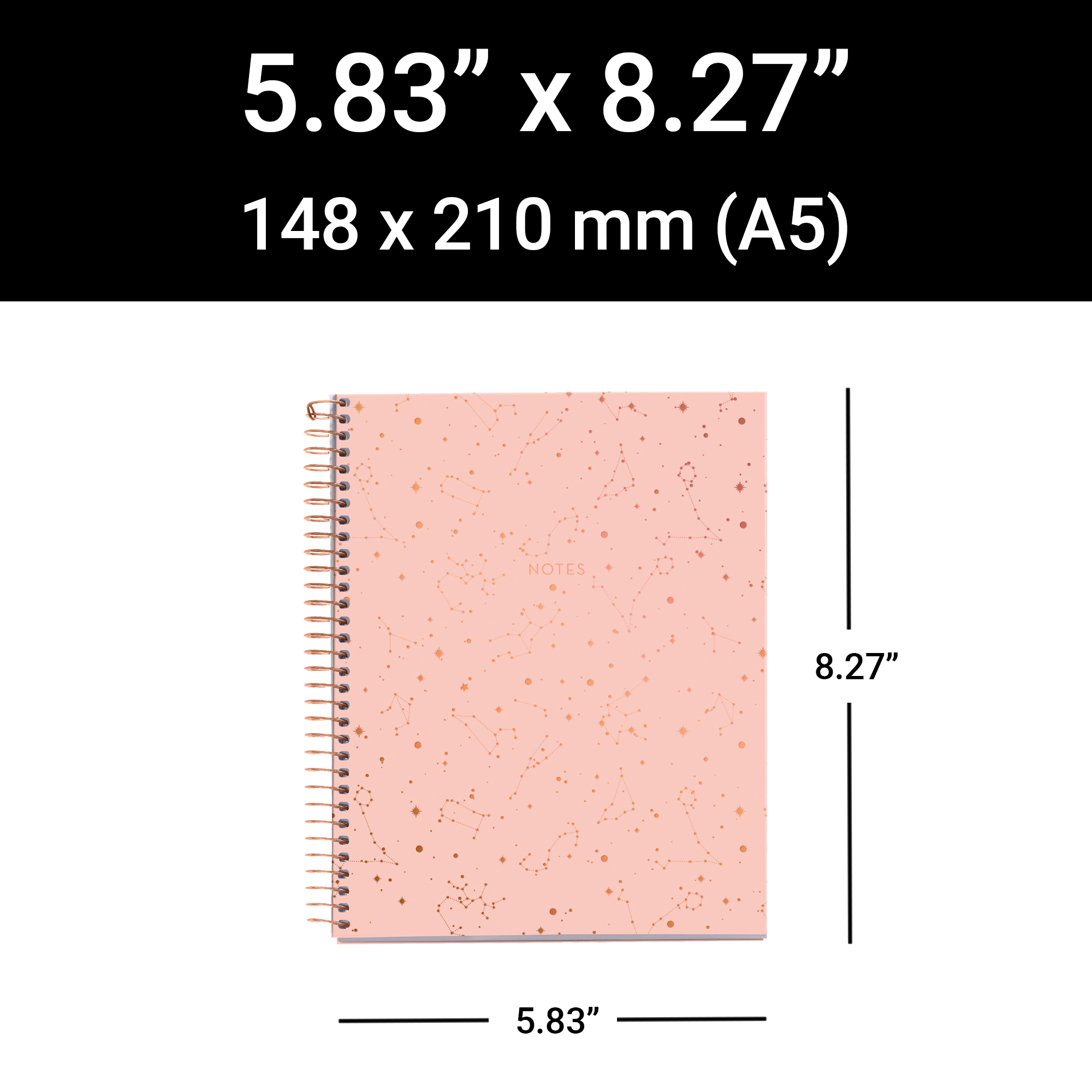 M® MiquelRius  Lined 4 Subject Notebook, A5 (8.27" x 5.83"), Cardboard Cover - Constellations