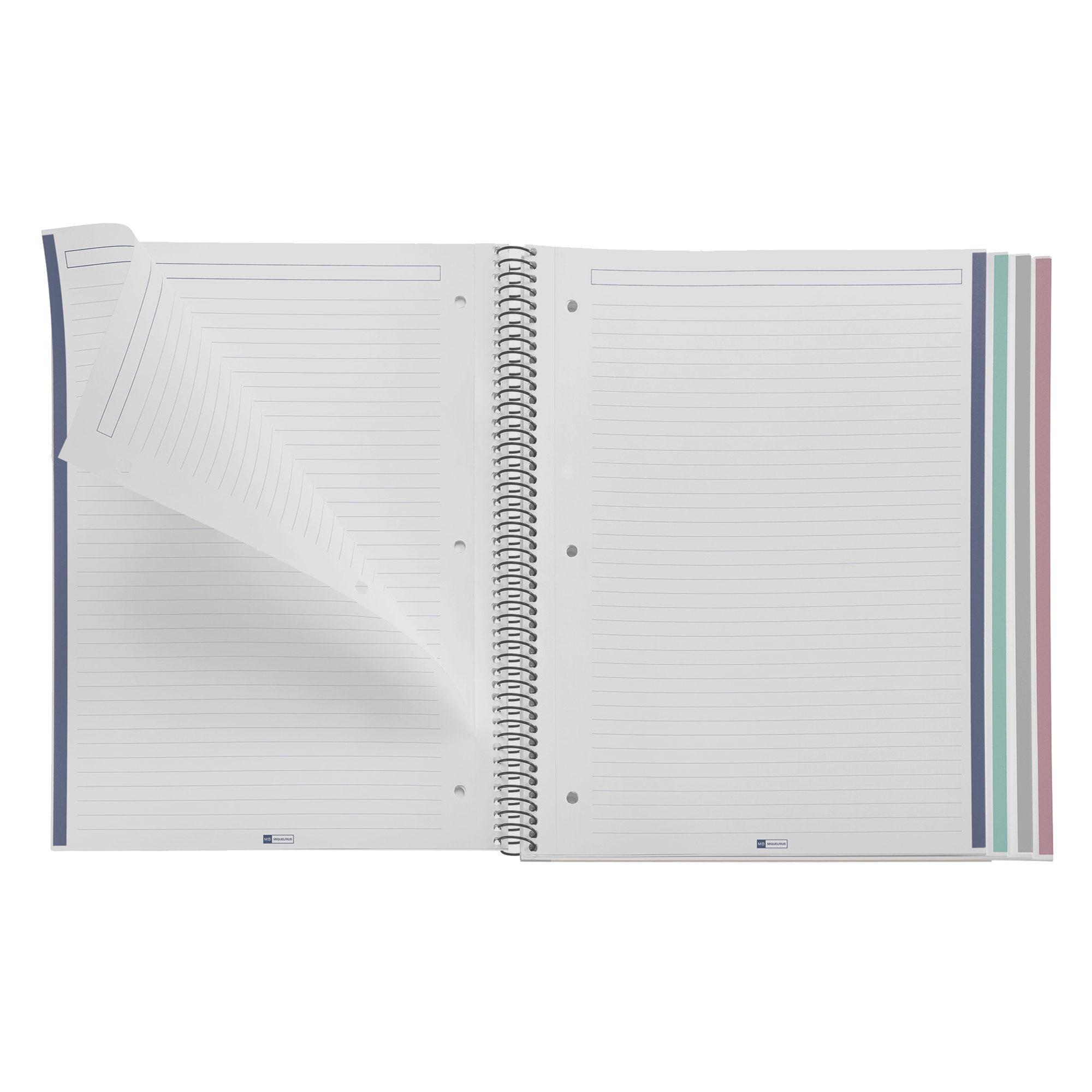 M® MiquelRius Recycled Collection, Lined 4 Subject Notebook, 11" x 8.5", Cardboard Cover - Eco Leaves