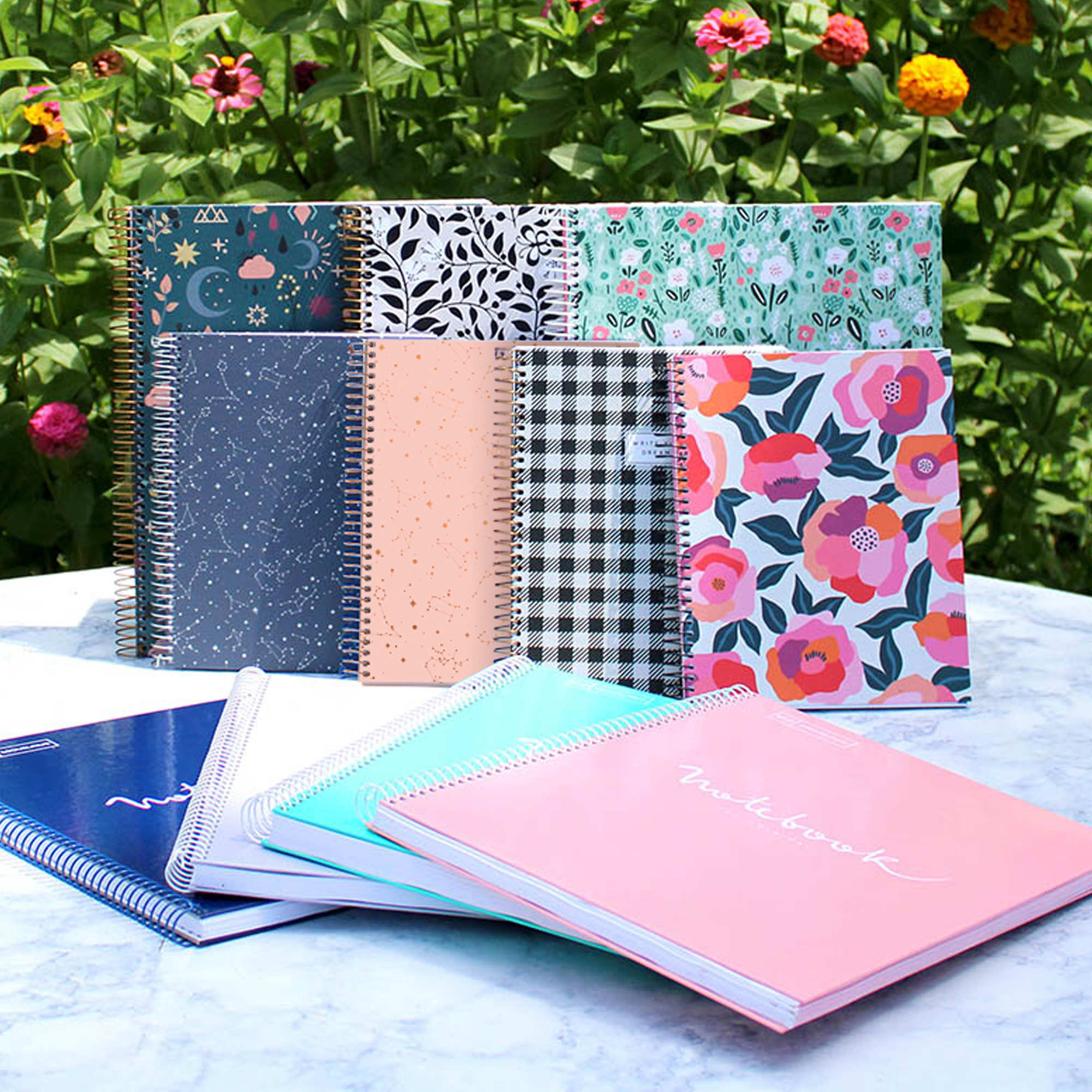 M® MiquelRius  Lined 4 Subject Notebook, A5 (8.27" x 5.83"), Cardboard Cover - Cosmos