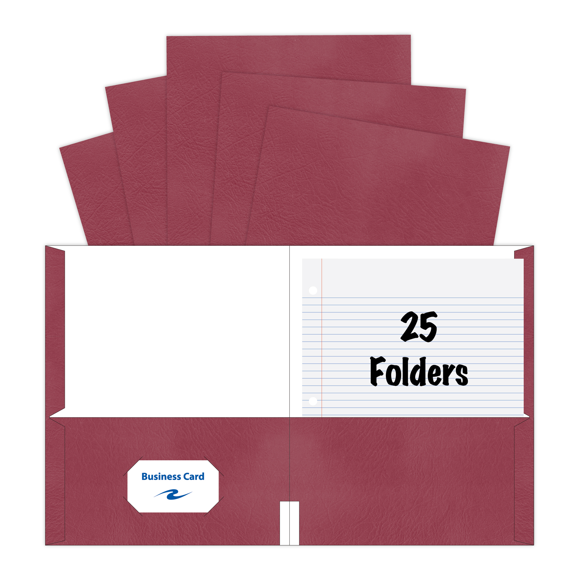 Embossed 2-Pocket Folders, 25 per Box, Scarlet Red