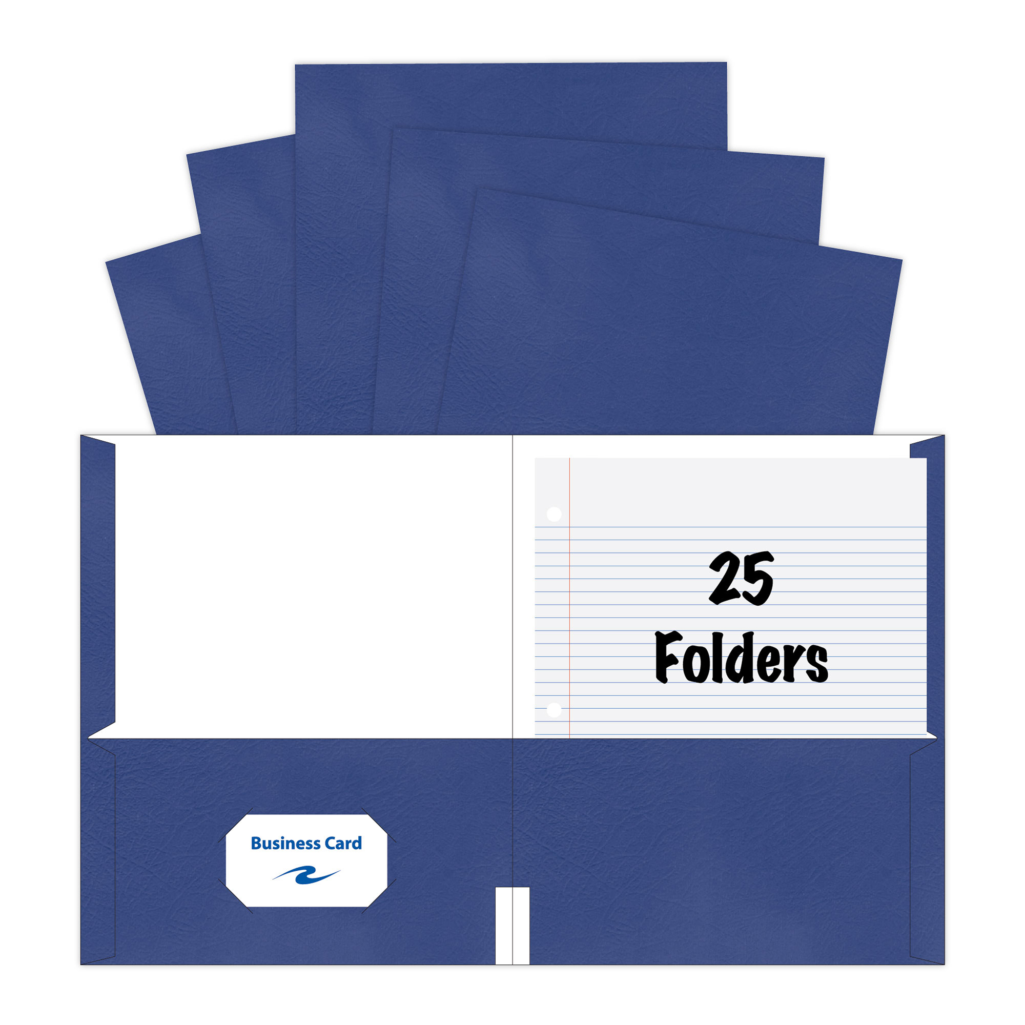 Embossed 2-Pocket Folders, 25 per Box, Dark Blue