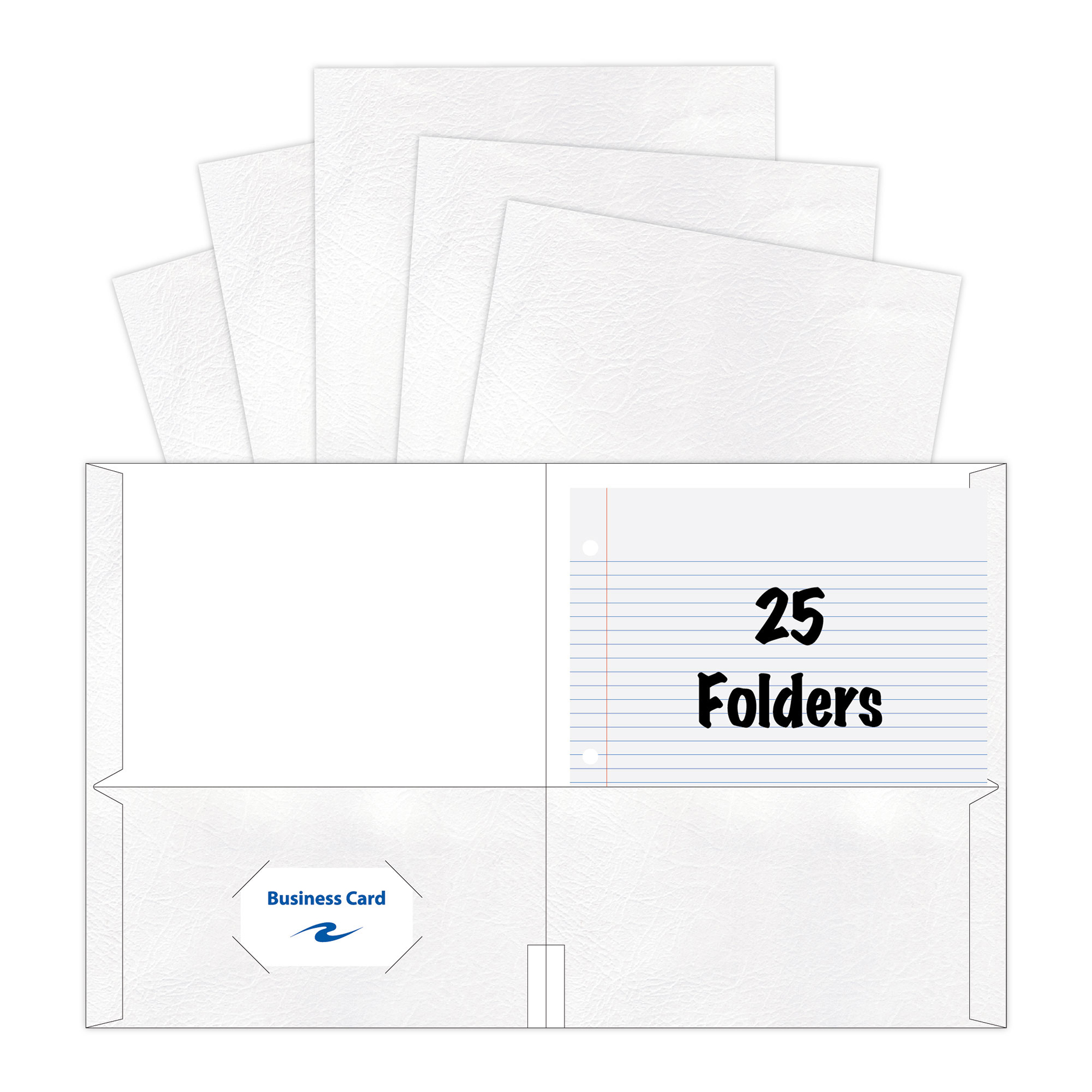 Embossed 2-Pocket Folders, 25 per Box, White