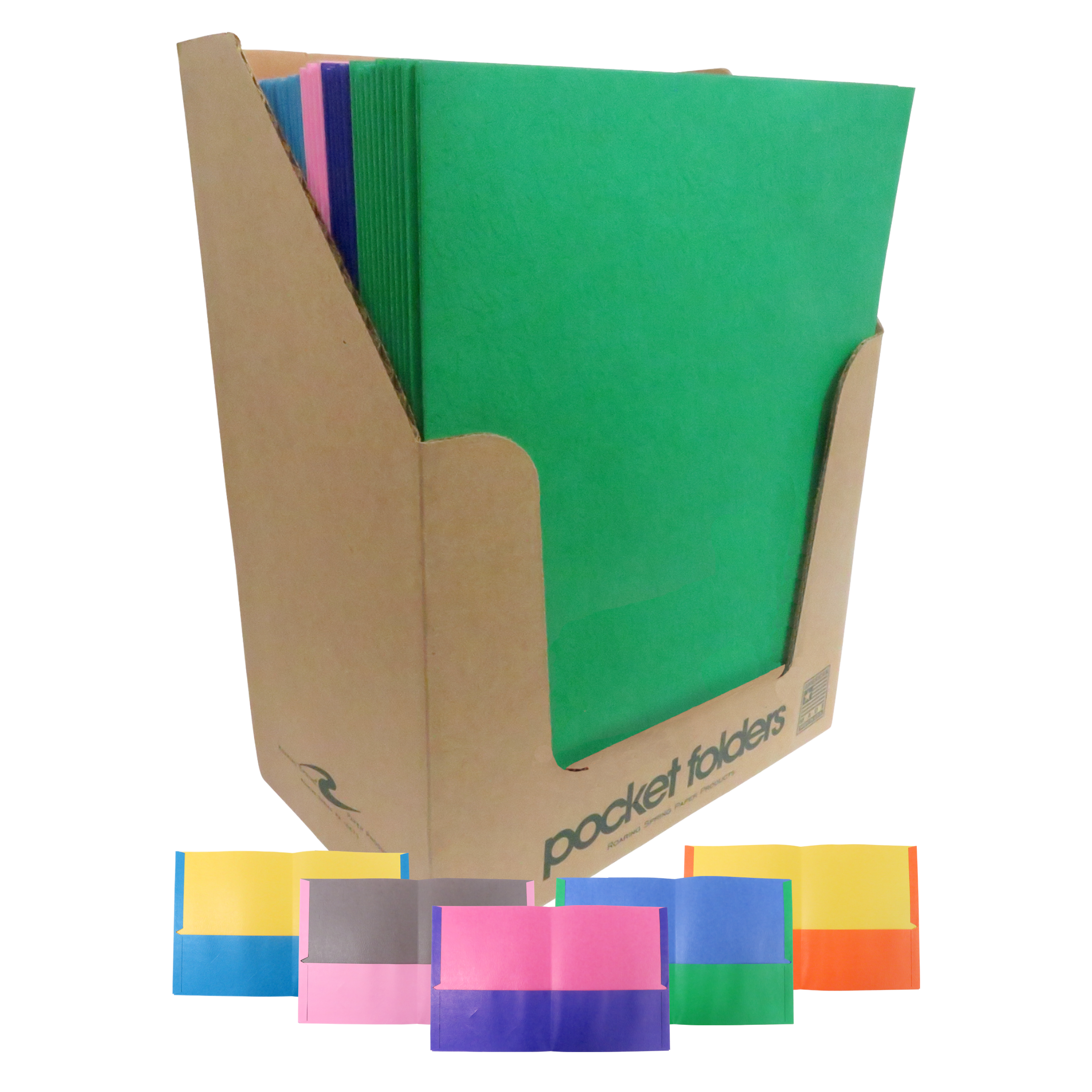 Double Dip 2-Color Embossed Folders with 2 pockets, Shelf Display Containing 50 Folders, 11.75" x 9.5", Assorted Color Combinations