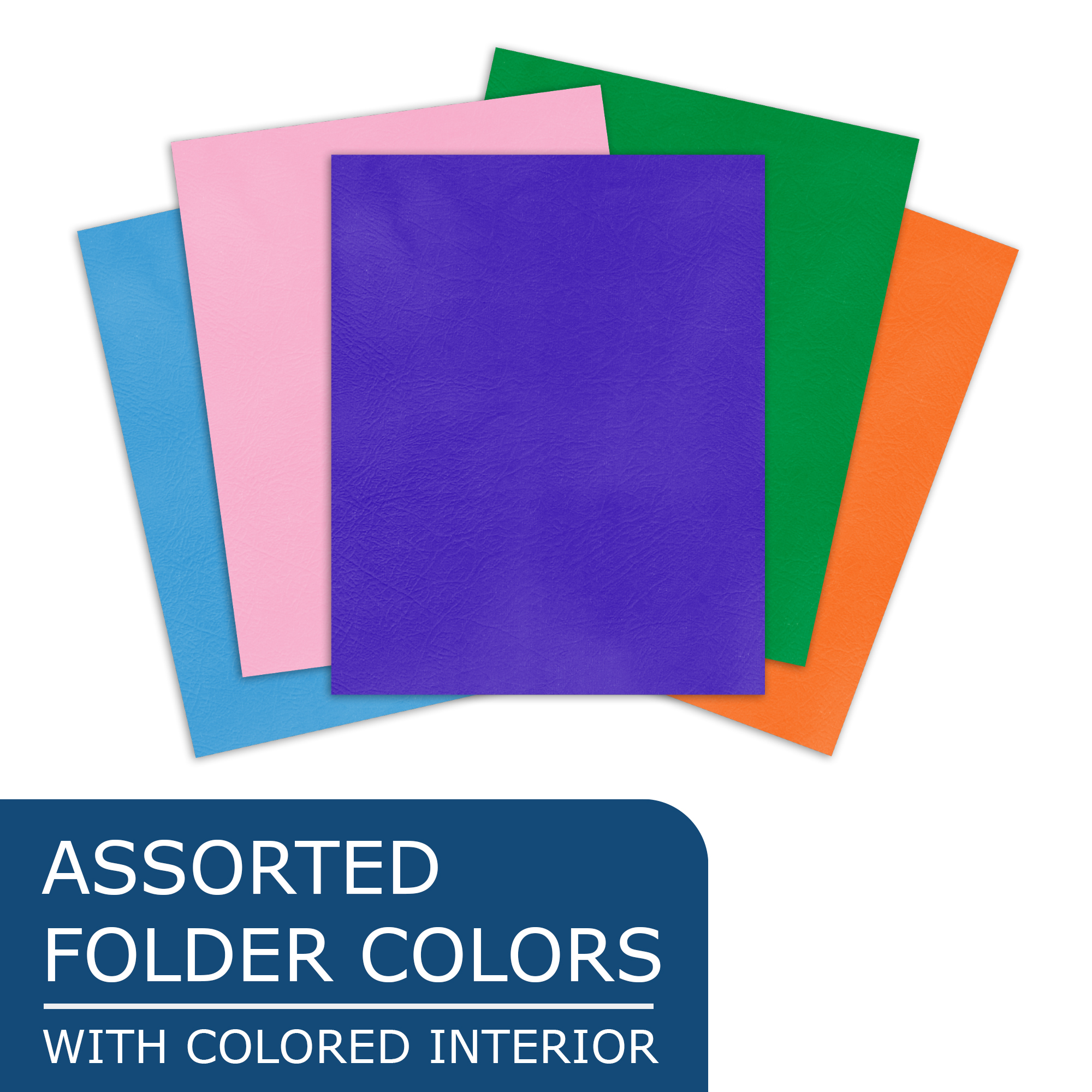 Double Dip 2-Color Embossed Folders with 2 pockets, Shelf Display Containing 50 Folders, 11.75" x 9.5", Assorted Color Combinations