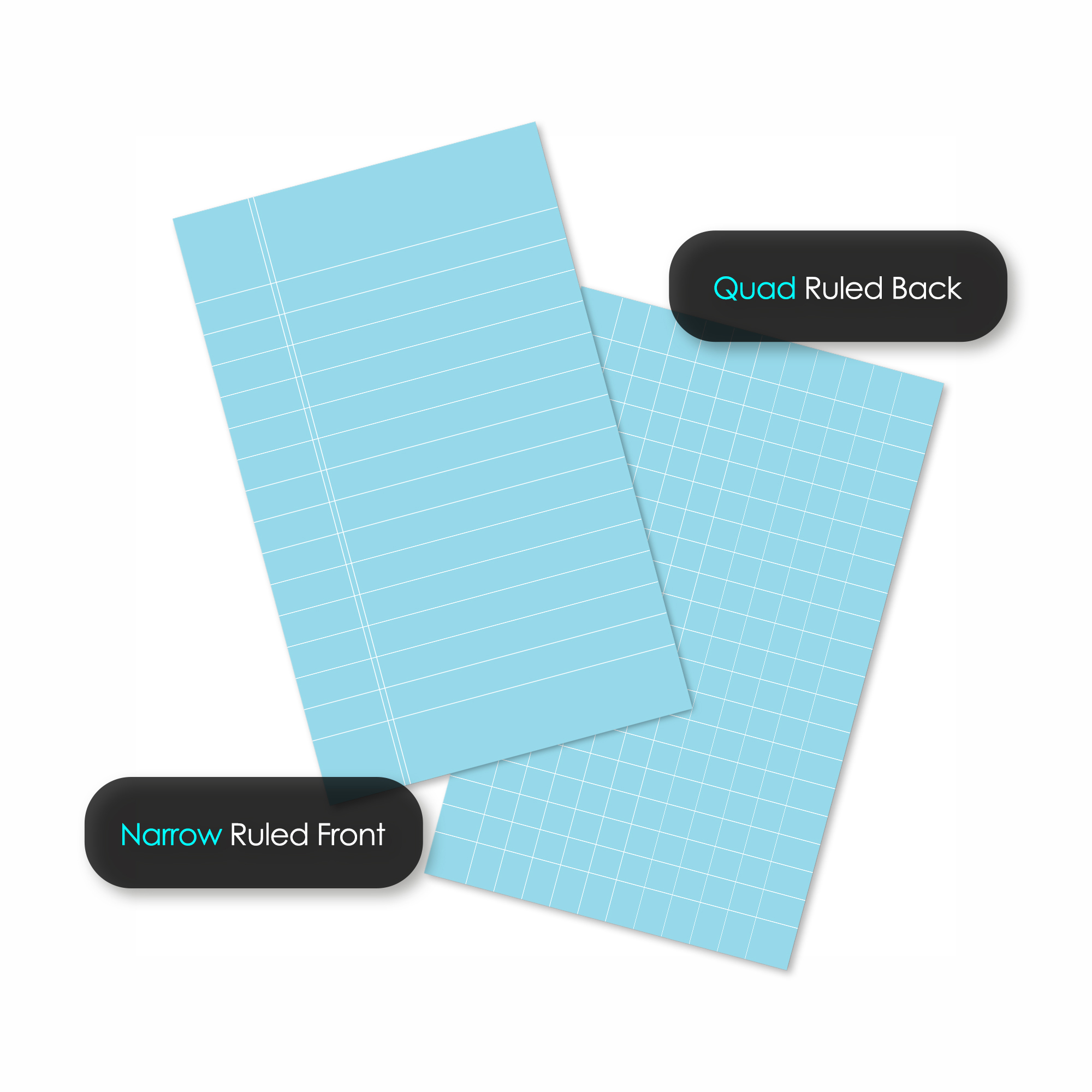iScholar® Mini Colored Legal Pads, Lined Front, Grid Back for Versatility, Blue, Purple and Green, Pack of 3
