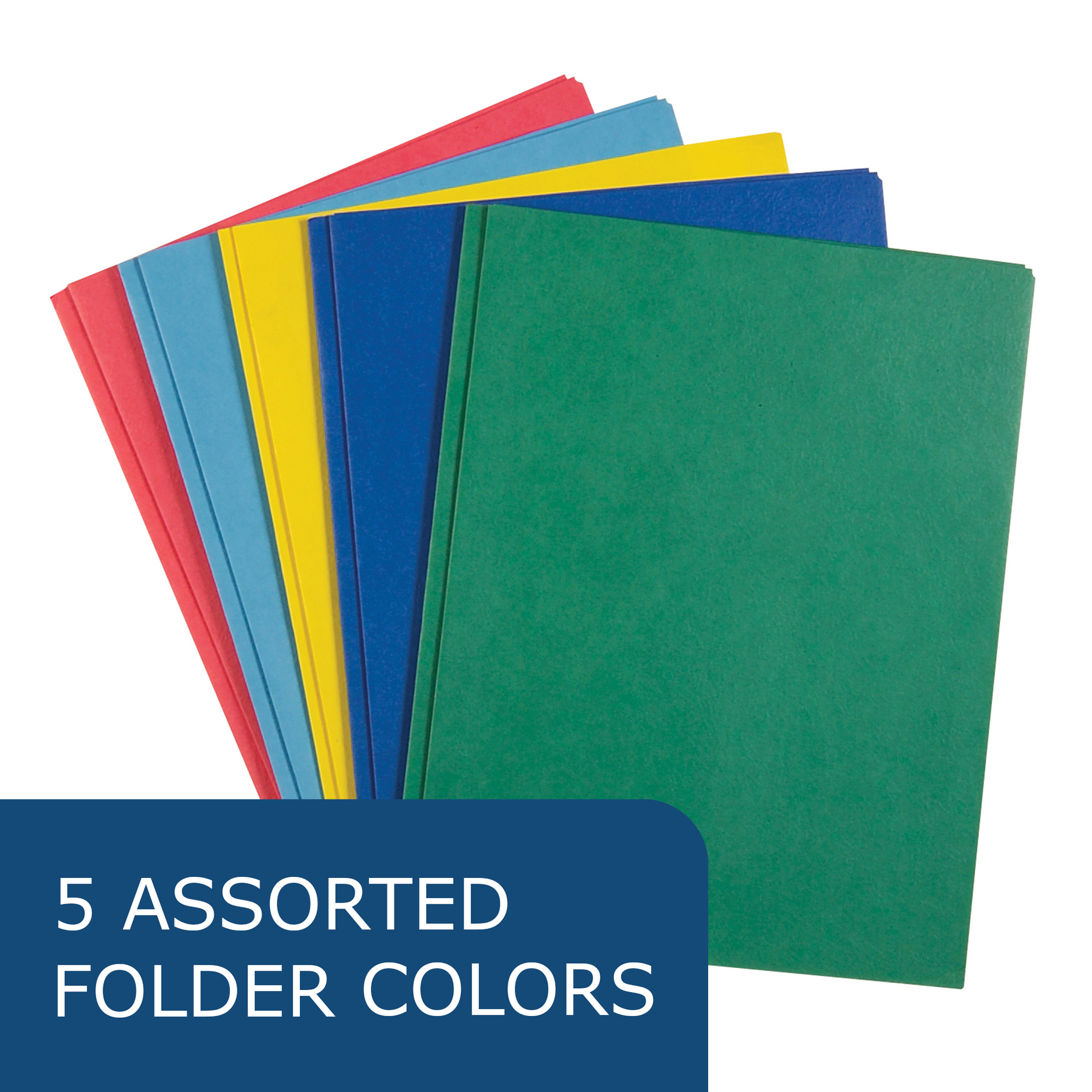 Embossed 3-Prong Pocket Folders, Shelf Display Containing 100 Folders, 11.75" x 9.5", Assorted Colors