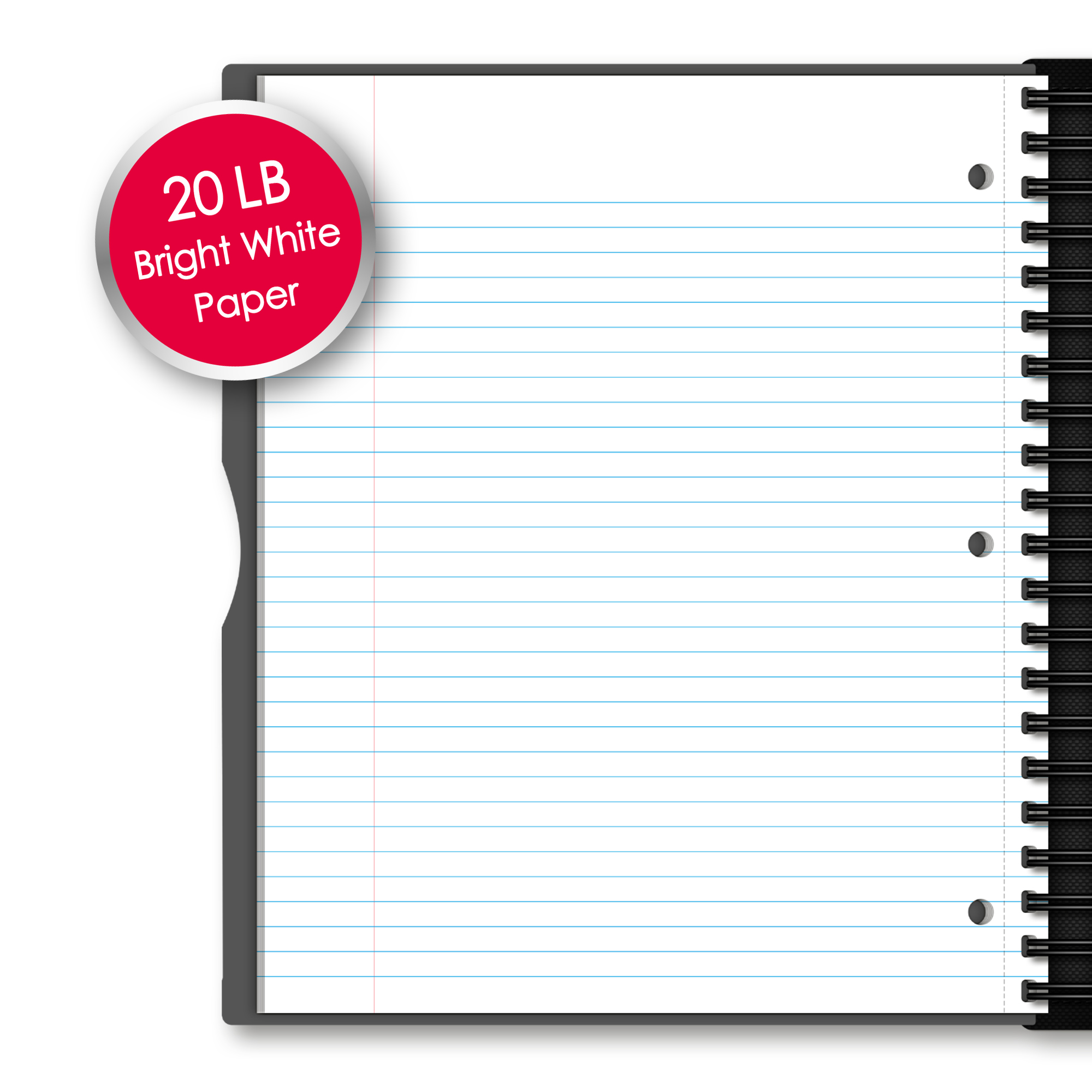 iScholar® iQ+ Poly Cover Notebook, College Ruled, 11" x 9", 100 Sheets, Assorted Colors