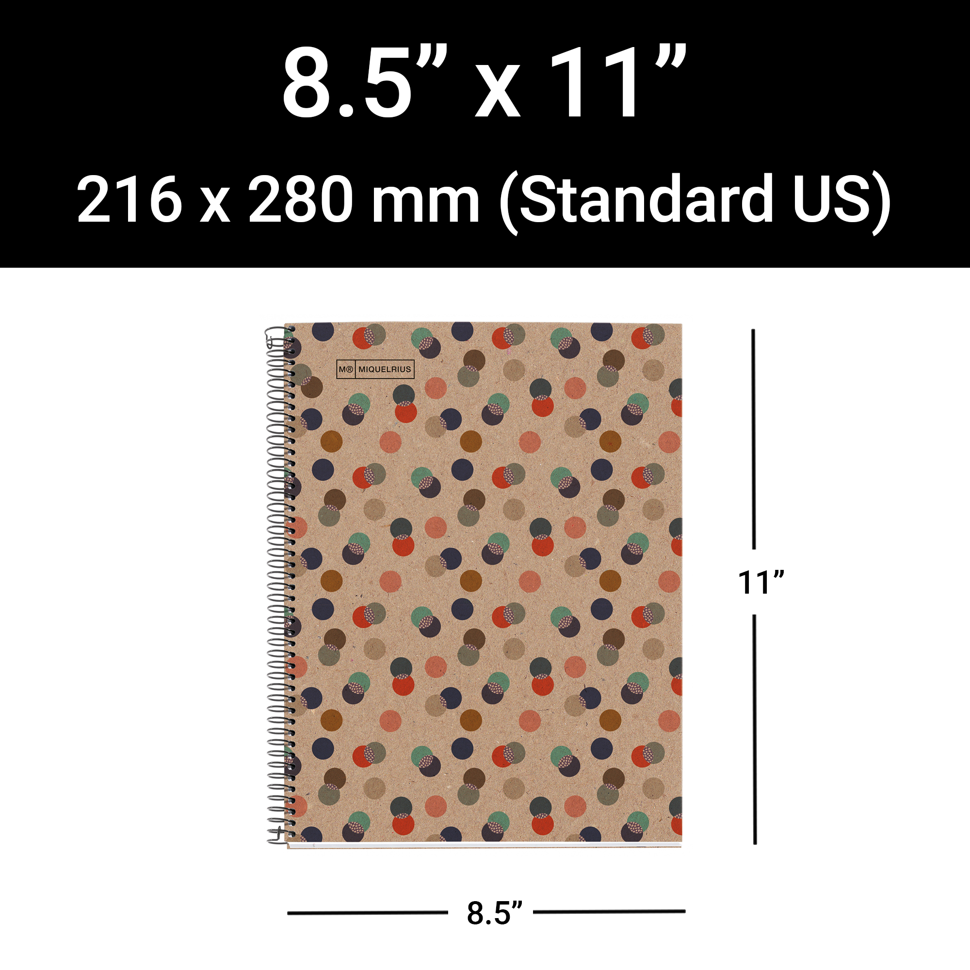 M® MiquelRius Recycled Collection, Lined 4 Subject Notebook, 11" x 8.5", Cardboard Cover - Eco Confetti