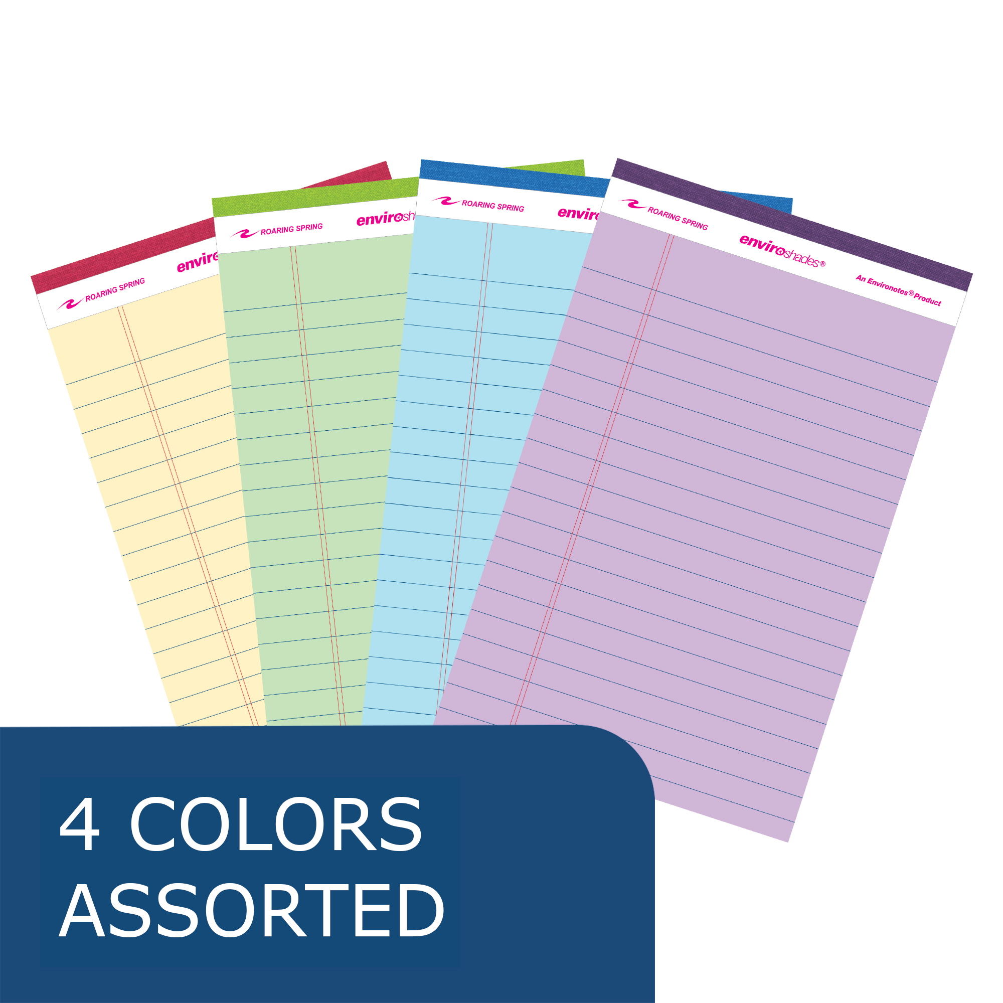 Enviroshades® Recycled Mini Legal Pads, Legal Ruled, Assorted Colors, Pack of 4