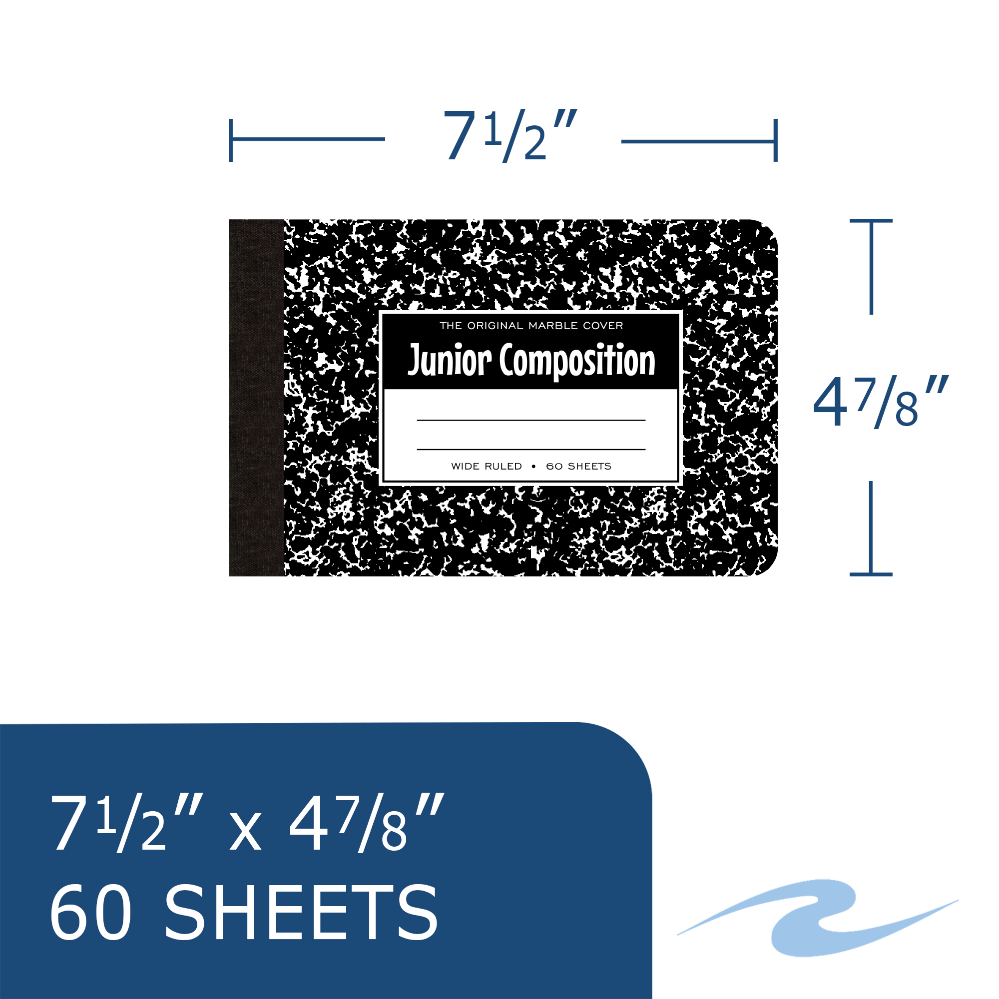 Junior Composition Book, Black Marble Cover