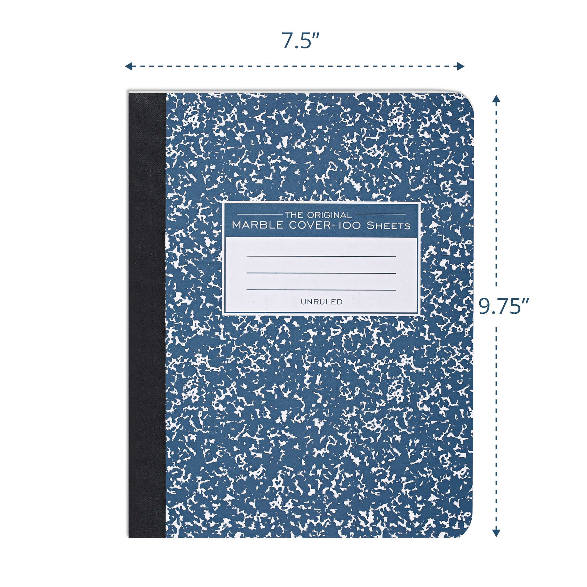 Hard Cover Composition Book, Unruled, 100 Sheets/200 Pages, Blue Marble Cover