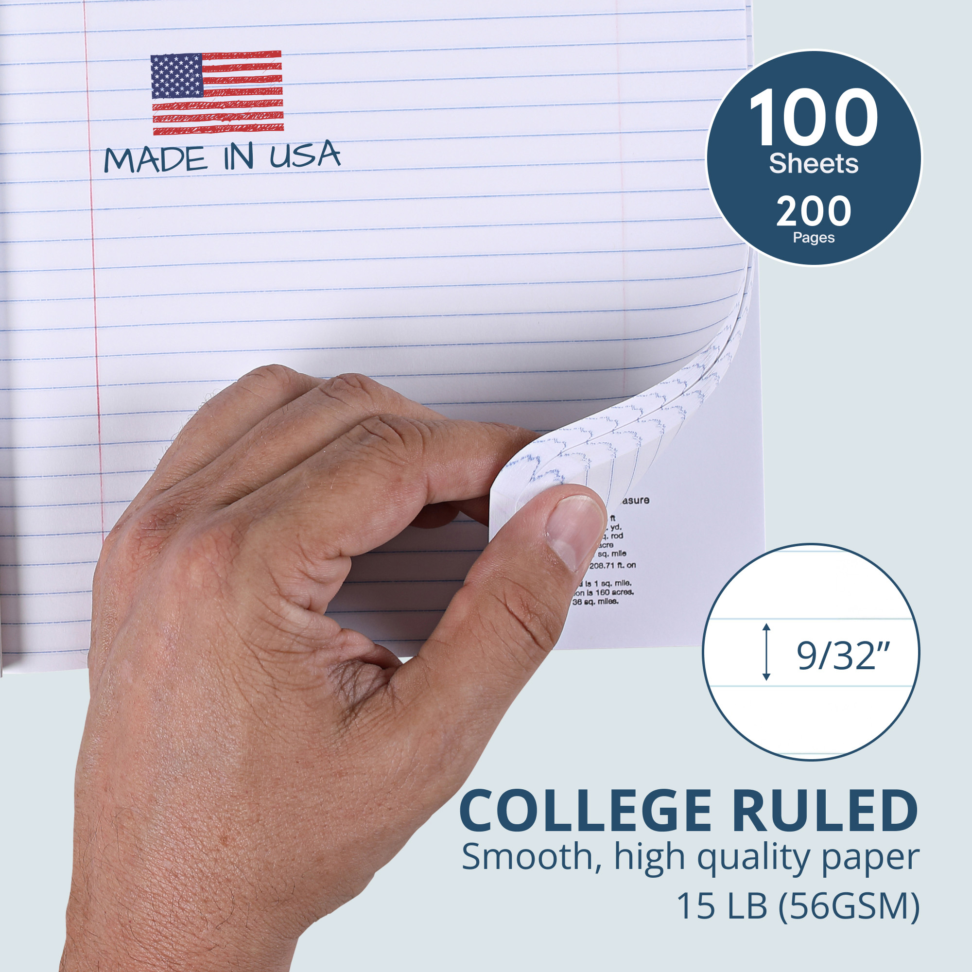 Hard Cover Composition Book, College Ruled, 100 Sheets/200 Pages, Black Marble Cover