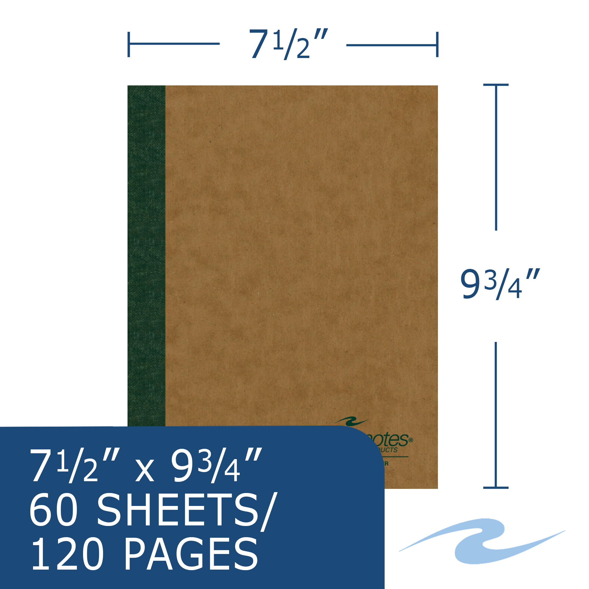 Environotes® Recycled Composition Book, College Ruled, 20 lb. paper, 60 Sheets/120 Pages, Recycled Brown Cover