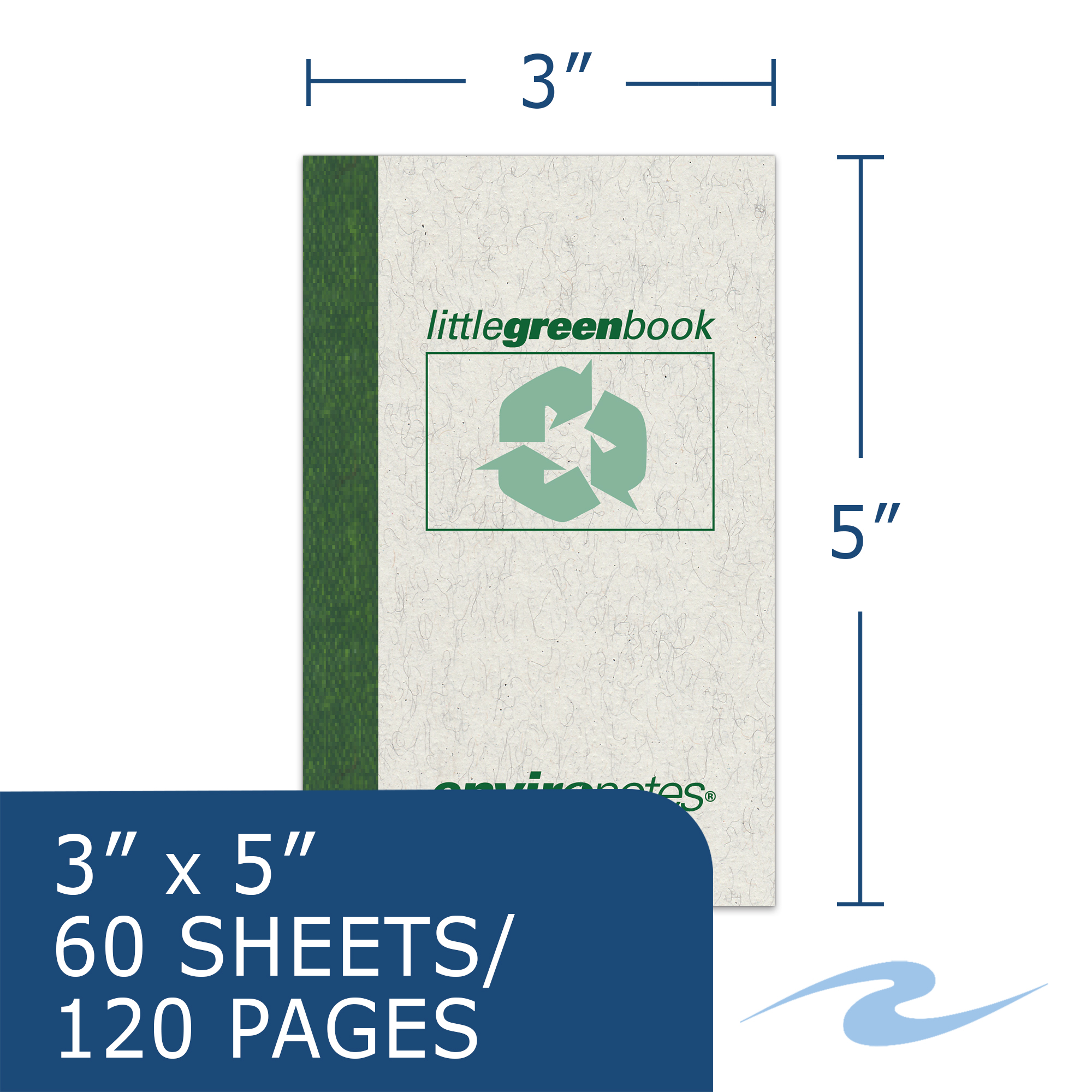 Environotes® Recycled Little Green Memo Book. Gray Cover