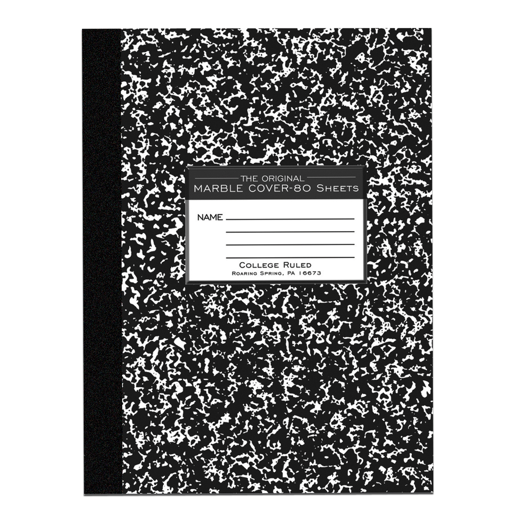 Oversized Flexible Cover Composition Book, College Ruled, Black Marble Cover