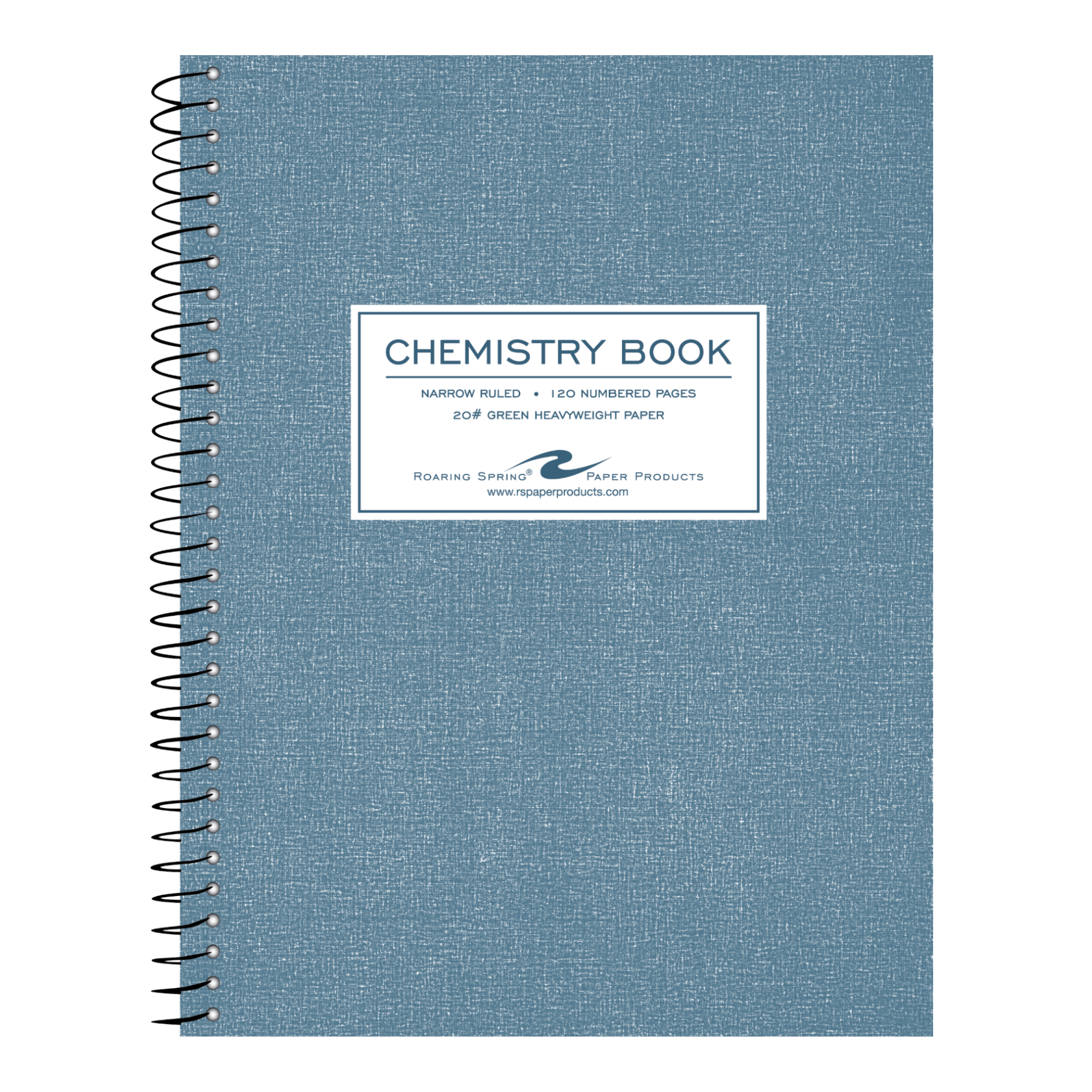 Wirebound Chemistry Lab Notebook, Narrow Ruled, 20 lb. paper, Blue Printed Board Cover