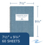 Wirebound Chemistry Lab Notebook, Narrow Ruled, 20 lb. paper, Blue Printed Board Cover