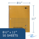 Wirebound Lab Notebook, 4x4 Grid Ruled, 20 lb. paper, Brown Kraft Cover