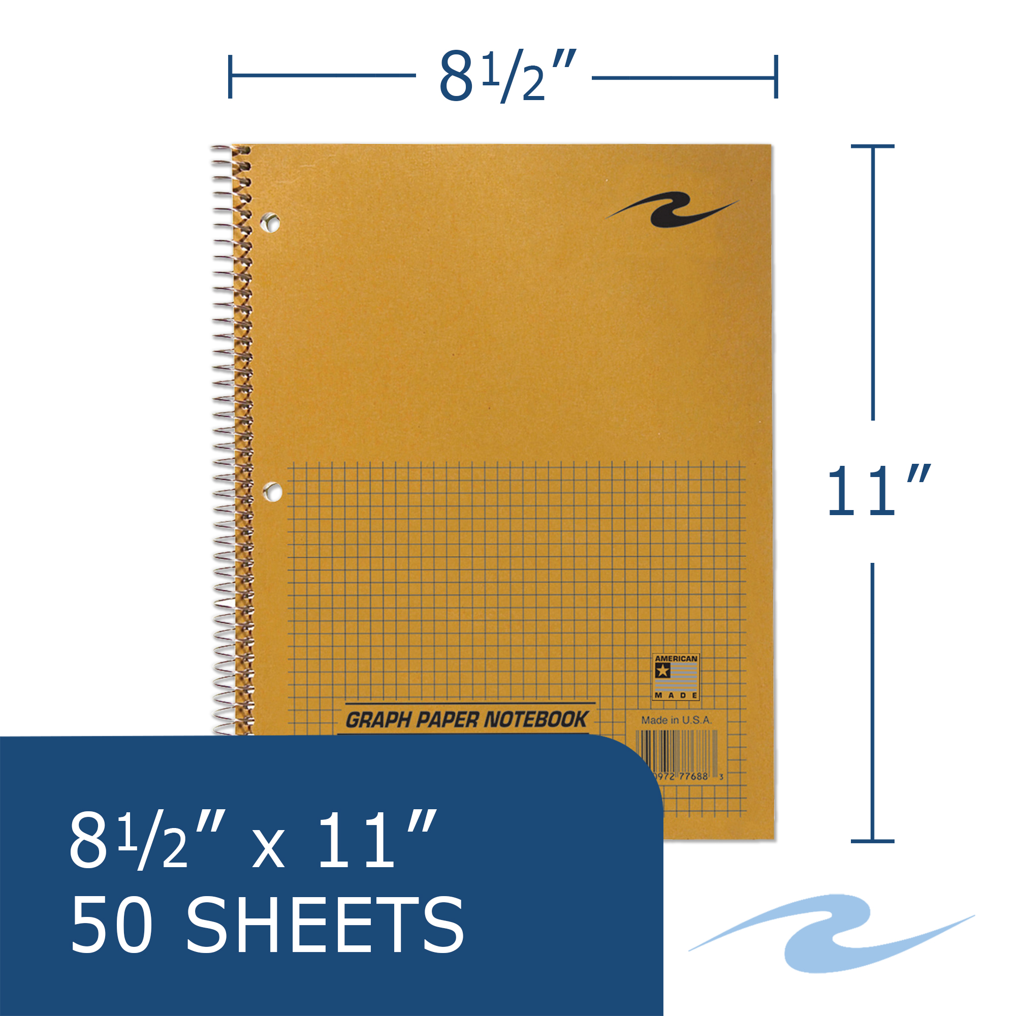 Wirebound Lab Notebook, 4x4 Grid Ruled, 20 lb. paper, Brown Kraft Cover