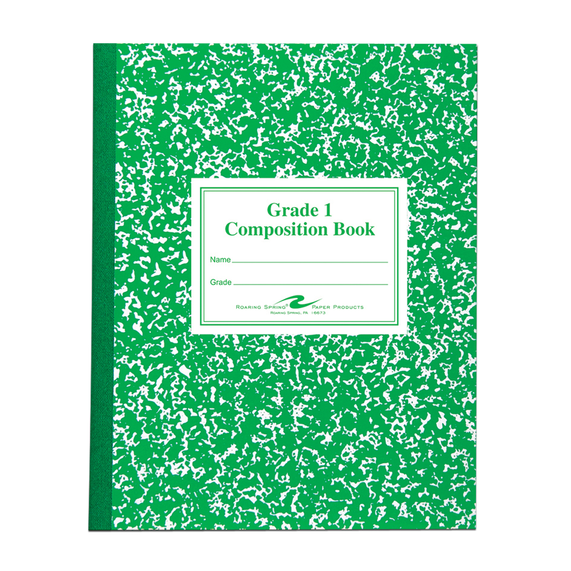 Flexible Cover Composition Book, Grade School Ruled, Green Marble Cover (Grade 1)