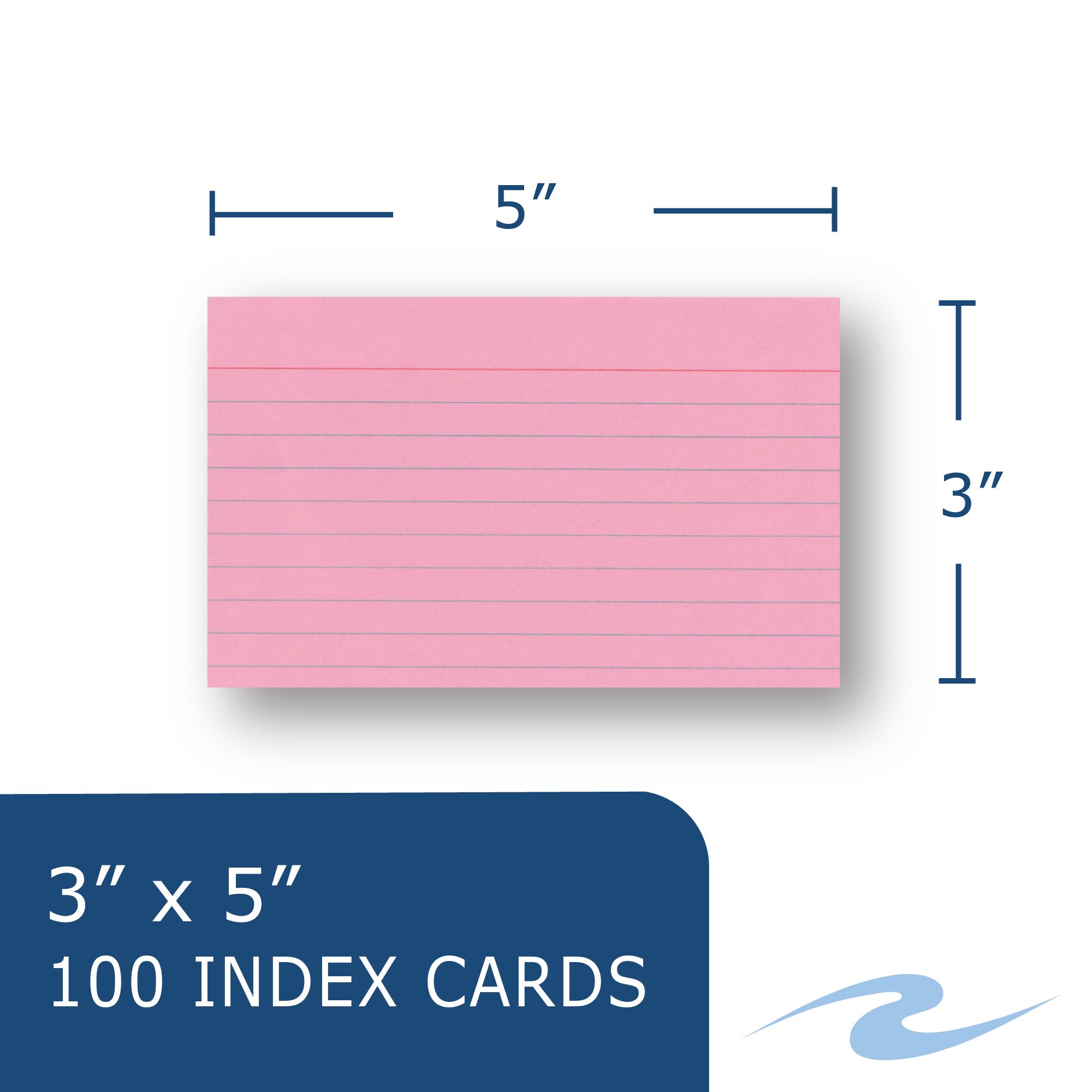 Assorted Color Index Cards, 3" x 5", Ruled on One Side, 100 Count