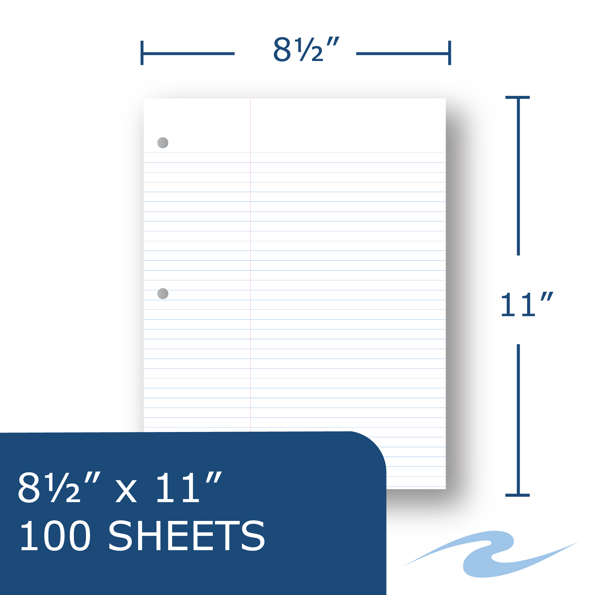 Loose Leaf Filler Paper, College Ruled with Summary Margin, 100 Sheets
