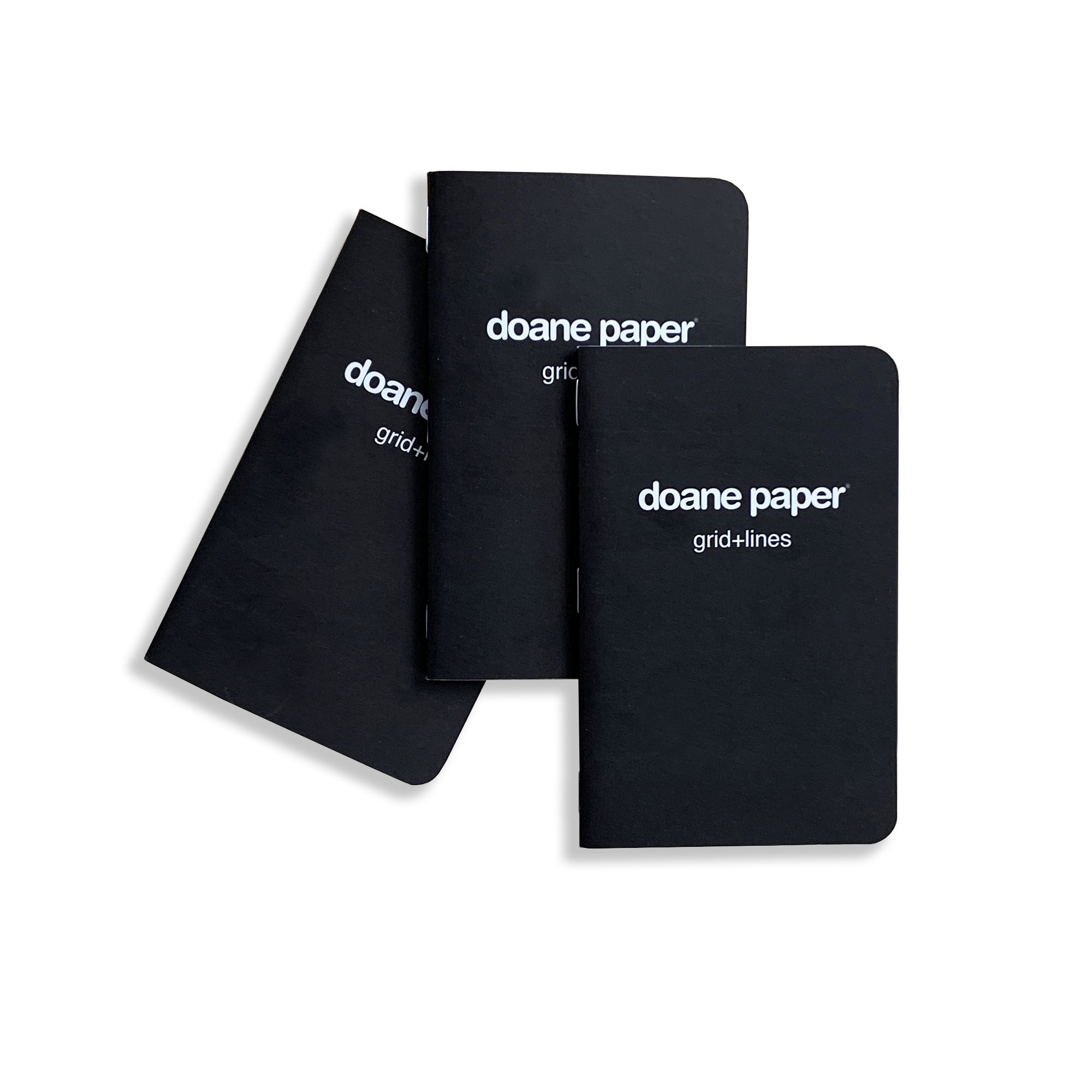 Doane PaperSmall Utility Notebook, Pocket Notebook, Pack of 35.5" x 3.5" 24 Sheets per book3 Pack, Black